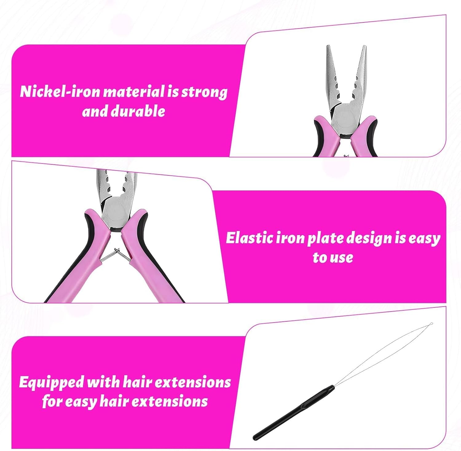 11 PCS Hair Extension Tools for Removal,Hair Extension Pliers Kit,Hair Extension Kit,Hair Tools Kit,Hair Extension Plier with 3 Holes for Females Hair and Removal Tool image number 2