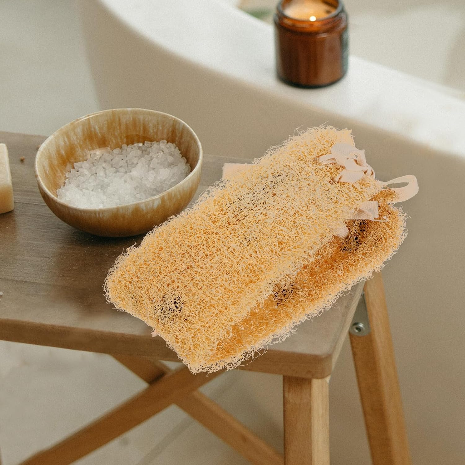 WESIEVYA Natural Loofah Body Scrubber Bath Exfoliating Washcloth Towel Gentle Skin Cleansing for Men Women Elderly Spa Shower Spa Self-Care Ritual image number 6