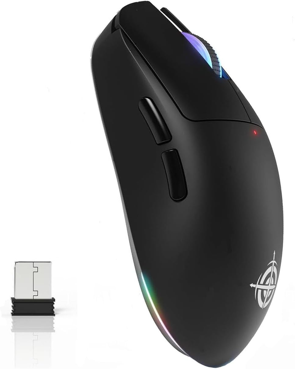 MAGIC-REFINER G6 Wireless Gaming Mouse,24000 DPI Adjustable,72G Lightweight Mouse,1000Hz Polling Rate,Tir-Mode BT/2.4G/ Wired Gaming Mouse,750Mah Battery,With Grip Tape for Gamer/Office/Pc/Mac,Black
