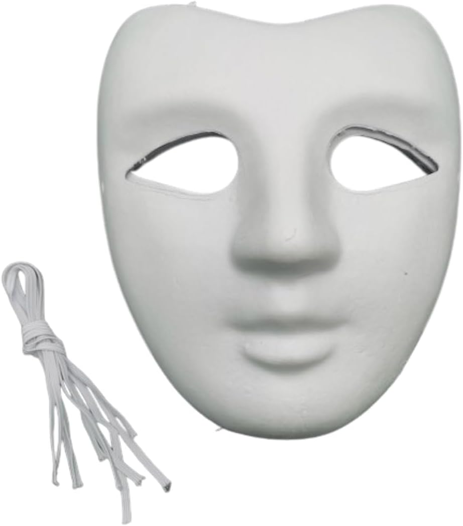 DIY Human Face Paper Mask - V-Shape Design for Creative Painting & Costume Making - Set Of image number 4