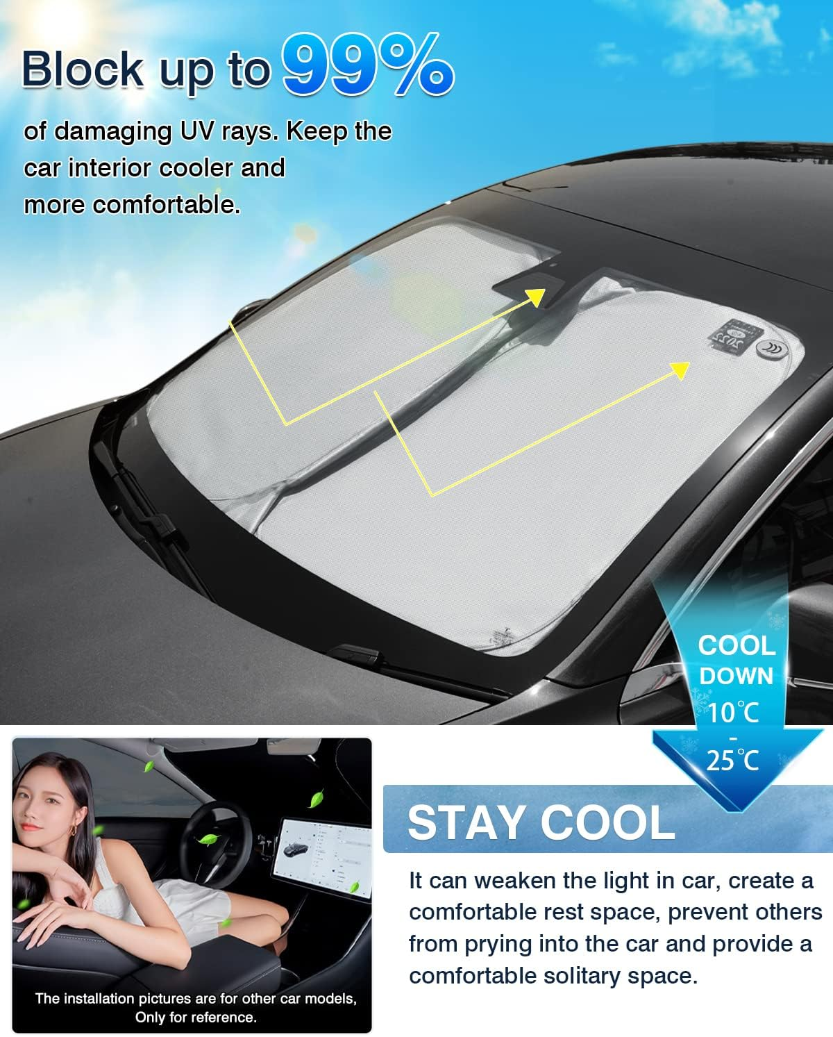 Karltys Compatible with Windshield Sunshade Lexus NX NX250 NX350 Nx350H Nx400H+ Nx450H+ 2022 2023 Front Window Sun Blocker with Storage Pouch Foldable Reflective Sun Visor Block Heat and Stay Cool image number 4