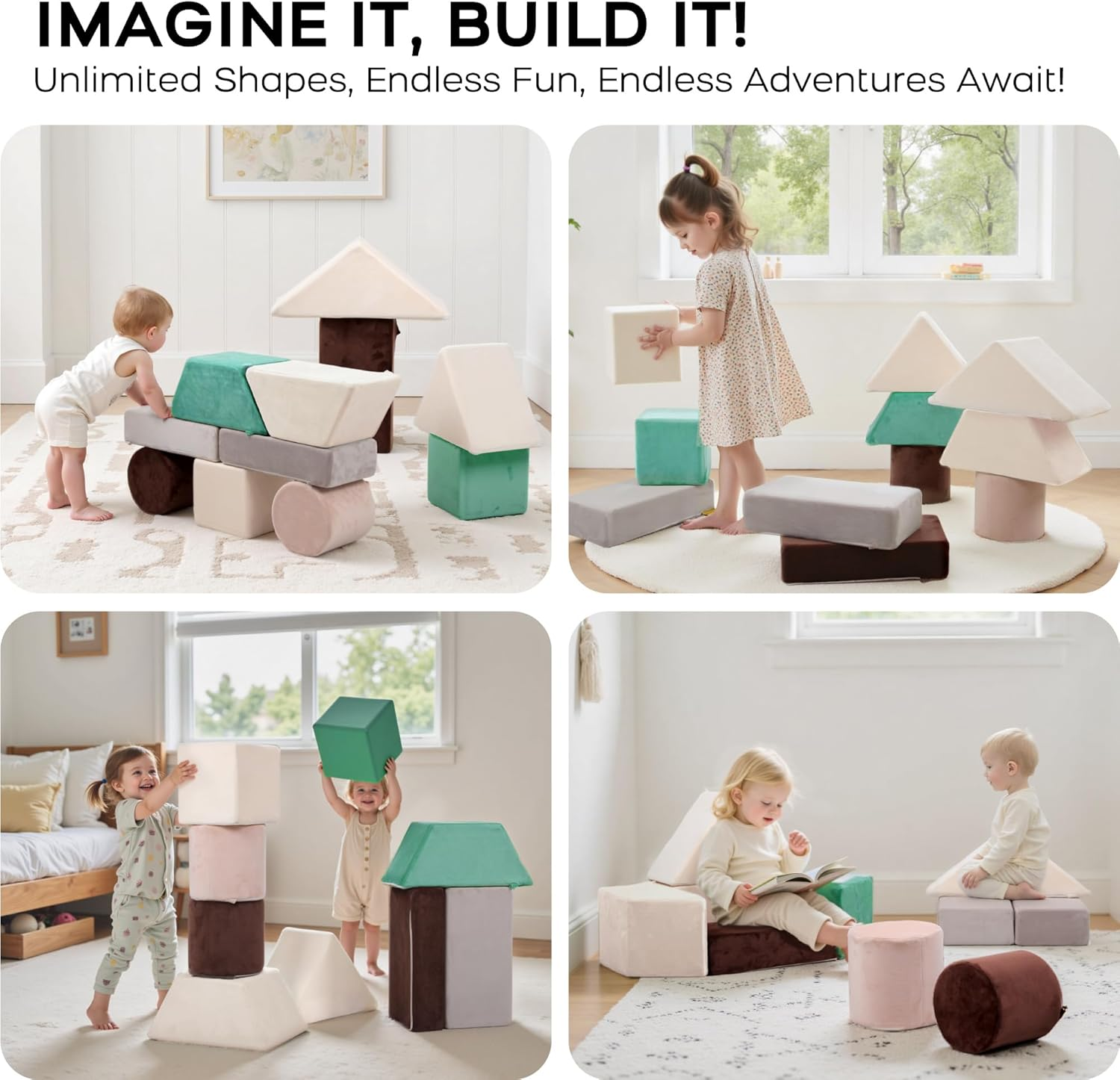 Banasuper Kids Climbing Foam Blocks,Toddler Climbing Toys，Multiple Stacking Options, Such as Christmas Trees, Carts and Other Shapes image number 5