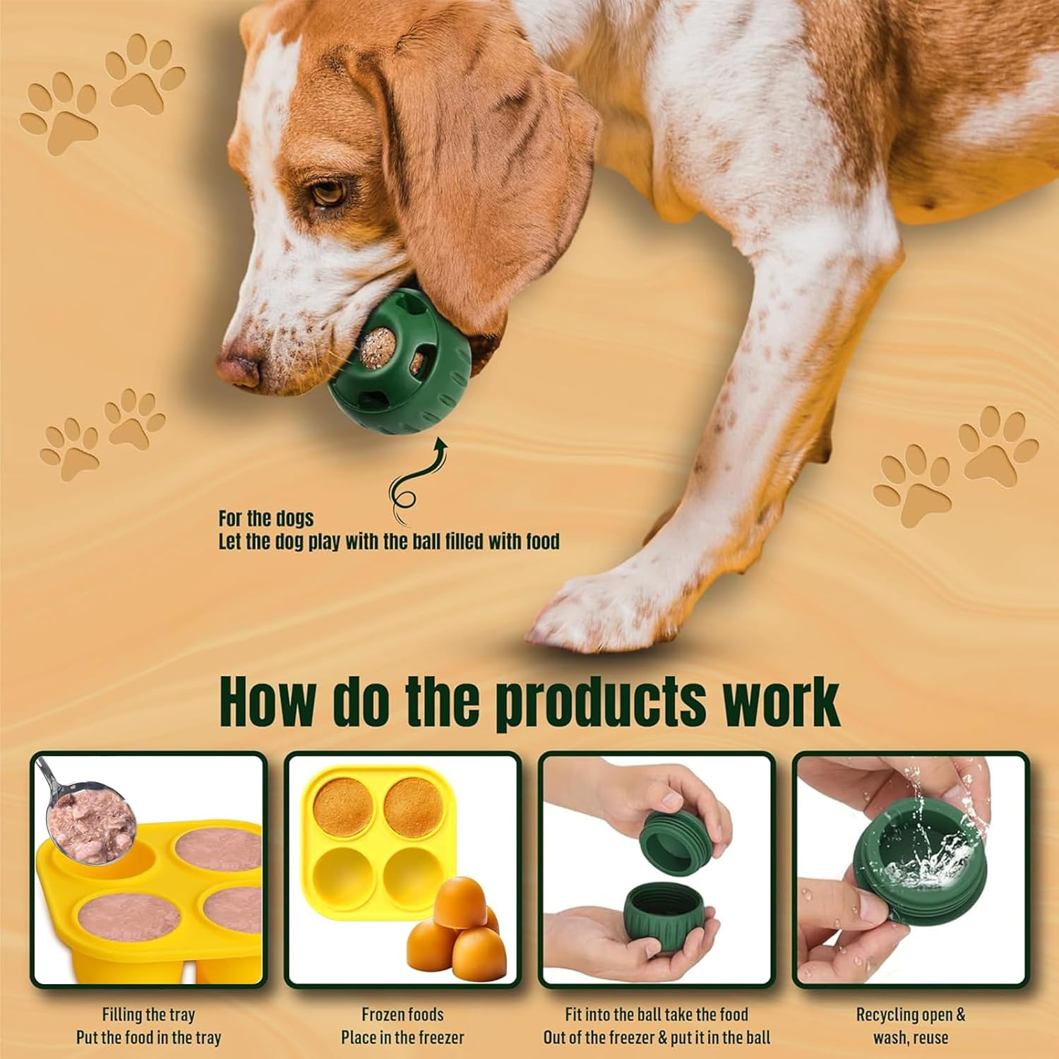 Lick Ball Dog, Food Ball for Dogs, Dog Toy with 1 Tray, Lick Ball for Dogs, Reusable Interactive Dog Chew Toy, Toy for Dogs, Easy to Clean, Distract Your Puppies image number 6