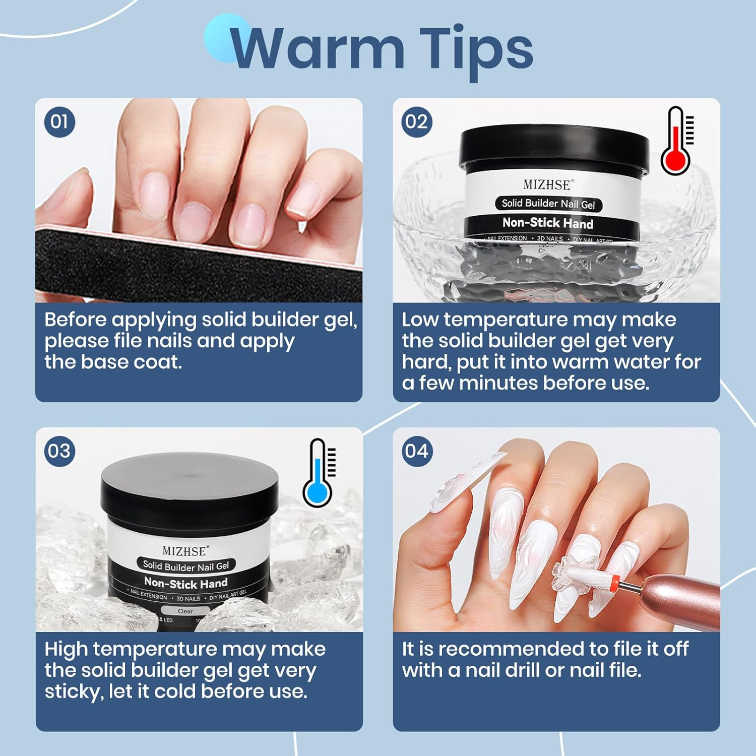 MIZHSE 100G Solid Builder Gel for Nails, Large Capacity Clear 3D Sculpting Gel for Nails, Non-Sticky Hand Building Carving Modeling Hard Nail Extension with Silicone 3D Mold Nail Art Salon image number 6