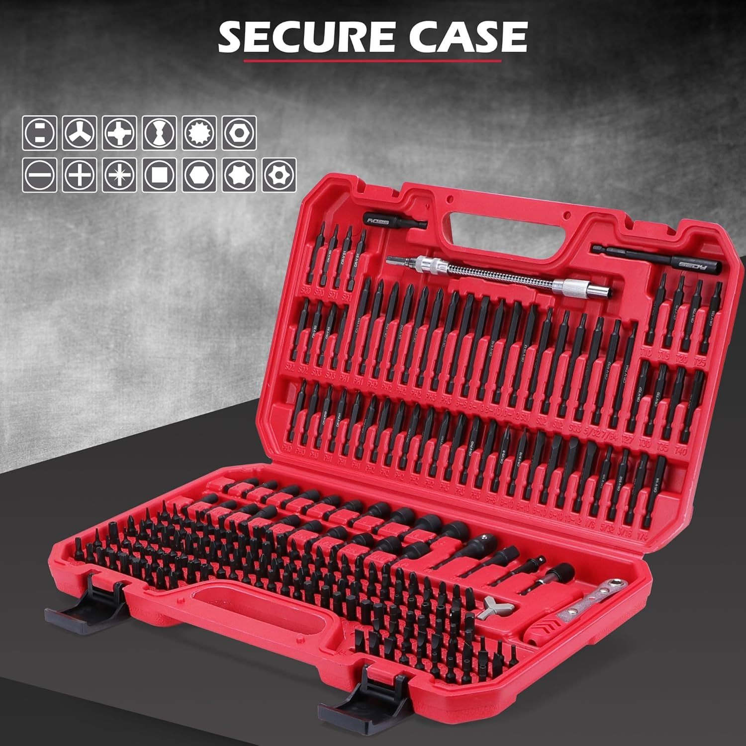 232-Piece Ultimate Screwdriver Bit Set - Security Bit Set, Magnetic Bit Set, Nut Driver, Ratchet Wrench image number 2