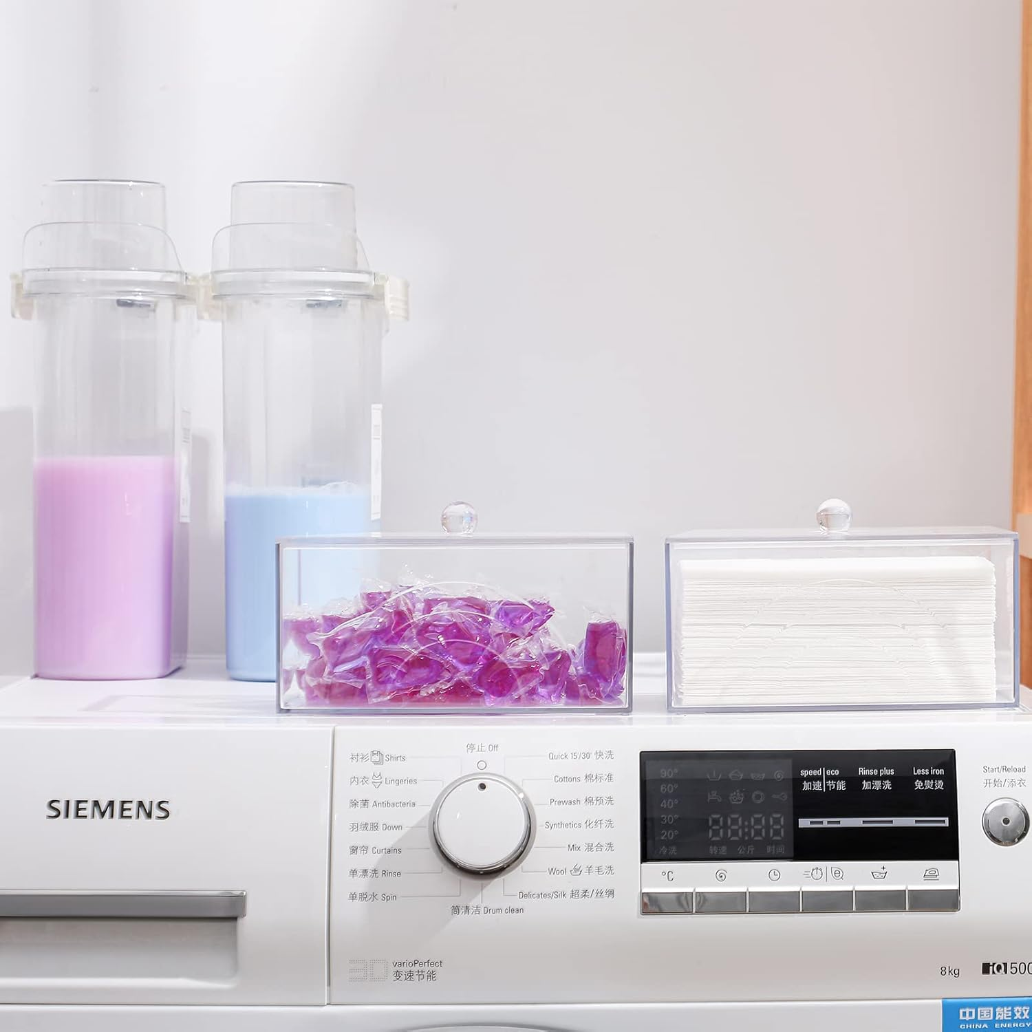 Zoocatia Farmhouse Laundry Dryer Sheet Holder Clear Detergent Pods Container Dryer Balls Dispenser with Lid, Organization and Storage Box for Laundry Room, Bedroom, Desk, (WEN451-1) image number 5