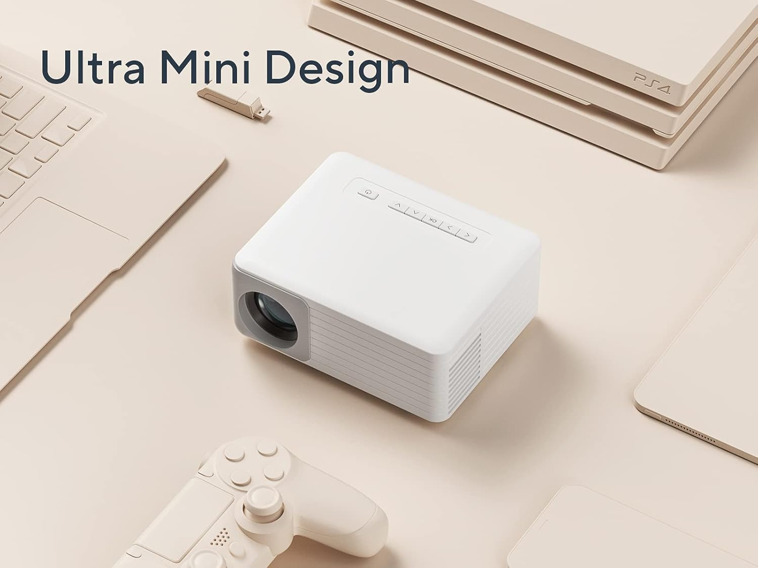 Mini Projector, 1080P Full HD Supported Portable Projector, 4000 Lumens, Movie Projector Compatible with Smartphone, Tablet, TV Stick, Laptop, HDMI, USB image number 5