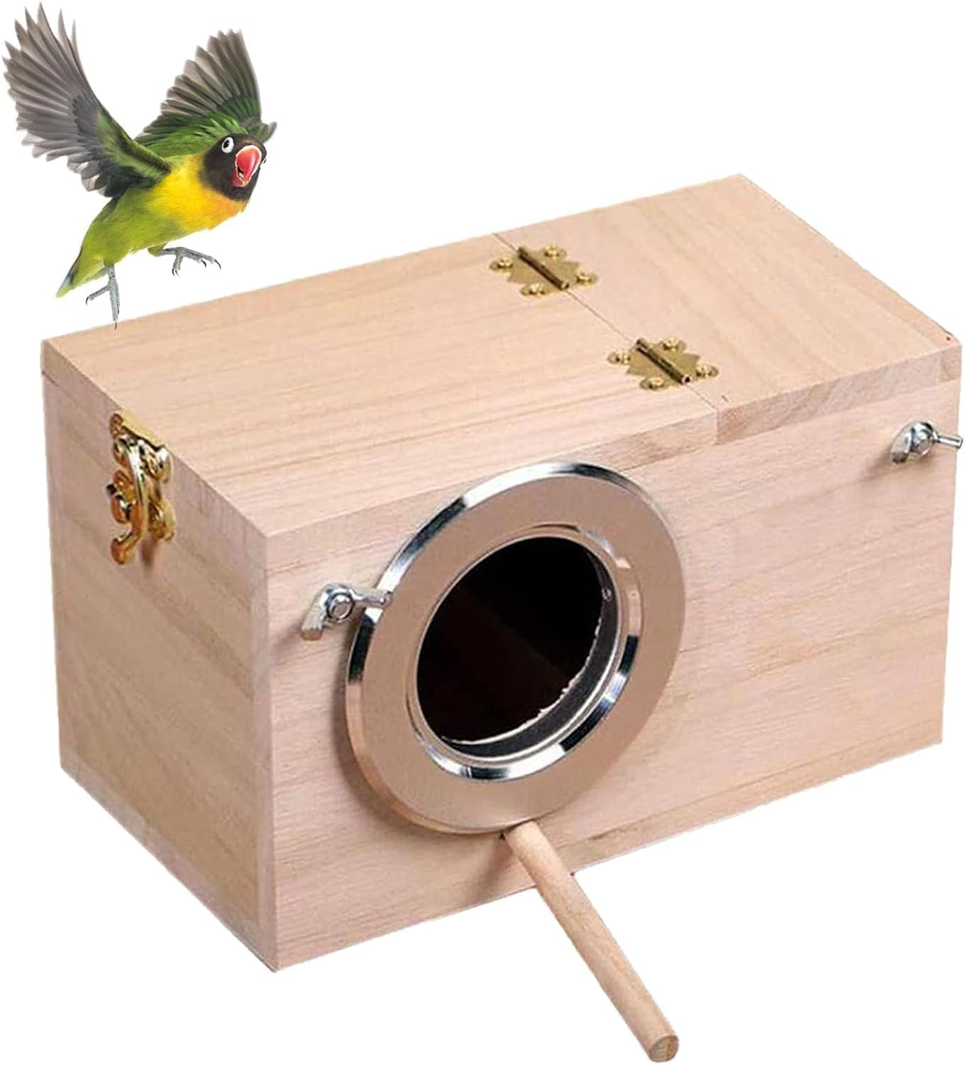 ROROUP Parakeet Nesting Box, 19.5X12X12Cm Natural Wood Bird Nest Breeding Box Cage, Small Bird House Breeding Box for Lovebirds, Budgie Lovebirds, Cockatiel, Parrots Mating, Aviary image number 4