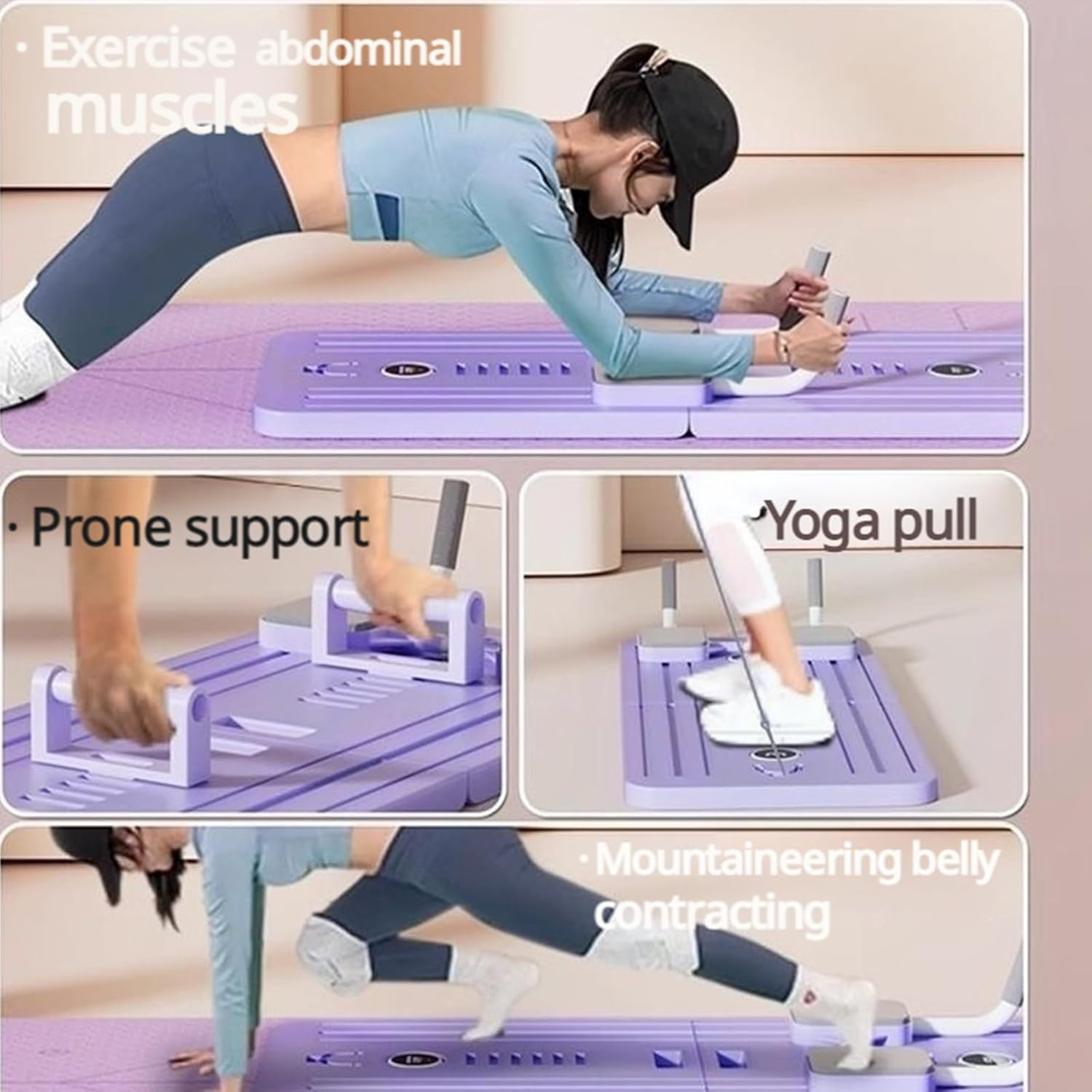 Foldable Pilates Reformer Set for Home,5 in 1 Multifunctional Pilates Board with Elbow Support,Ab Trainer Machine with 1 Timer,Professional Automatic Roller Pilates Board Machine for Women image number 1