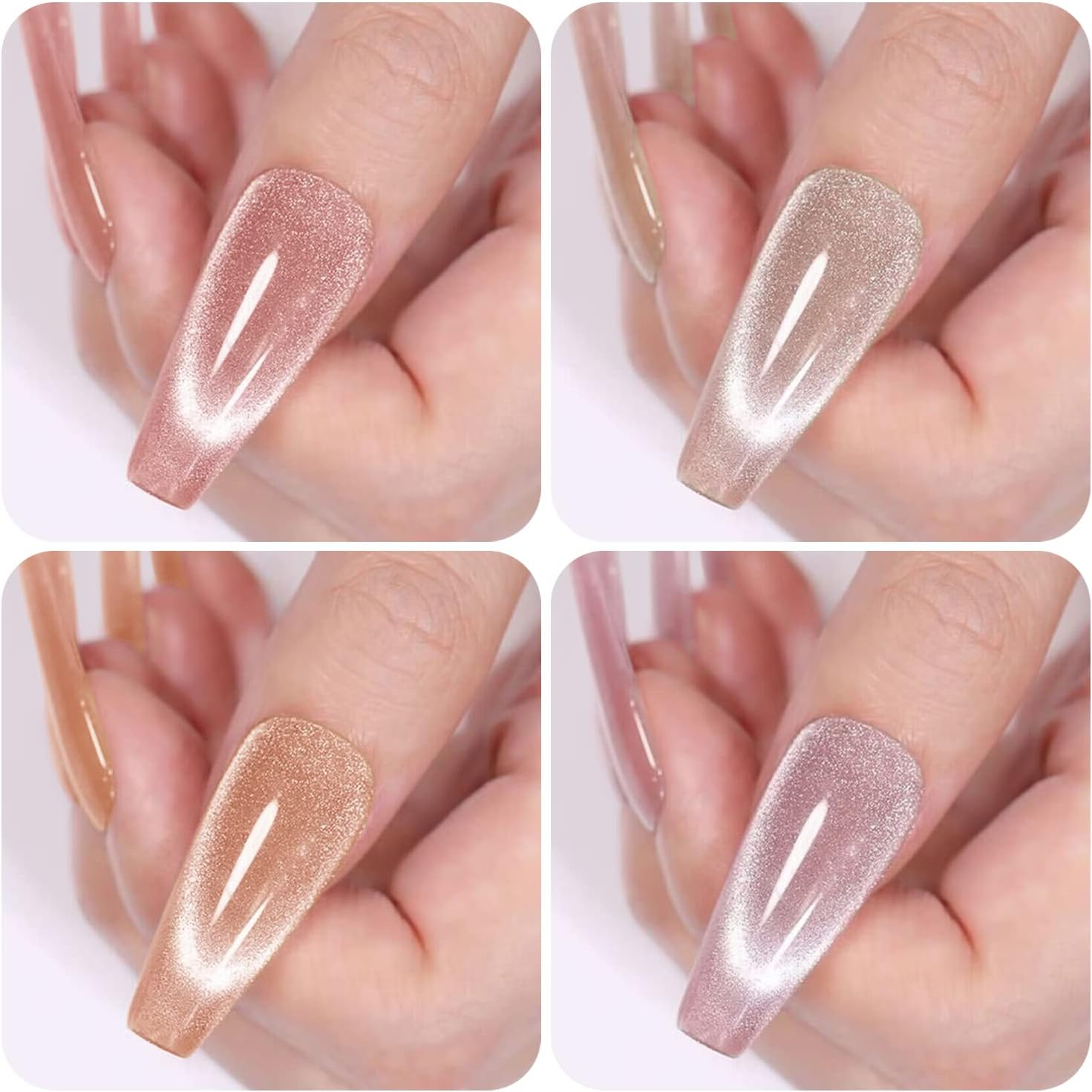 Vishine Holographic Glitter Cat Eye Gel Polish UV LED Soak off Nail Polish Home DIY Manicure Nail Salon Varnish Set of 6 Colors with Free Magnet 8Ml - 6 Color Set - 8Ml image number 6