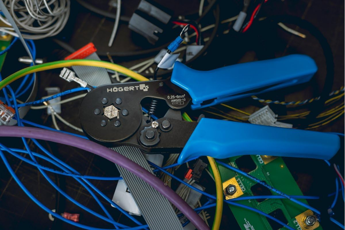 H&Ouml;GERT TECHNIK Crimping Tool for Thin Wall Sleeves 0.25-6.0Mm&sup2; (23-10AWG) 175Mm Hexagonal Press Tool Heavy Duty Ergonomic image number 1