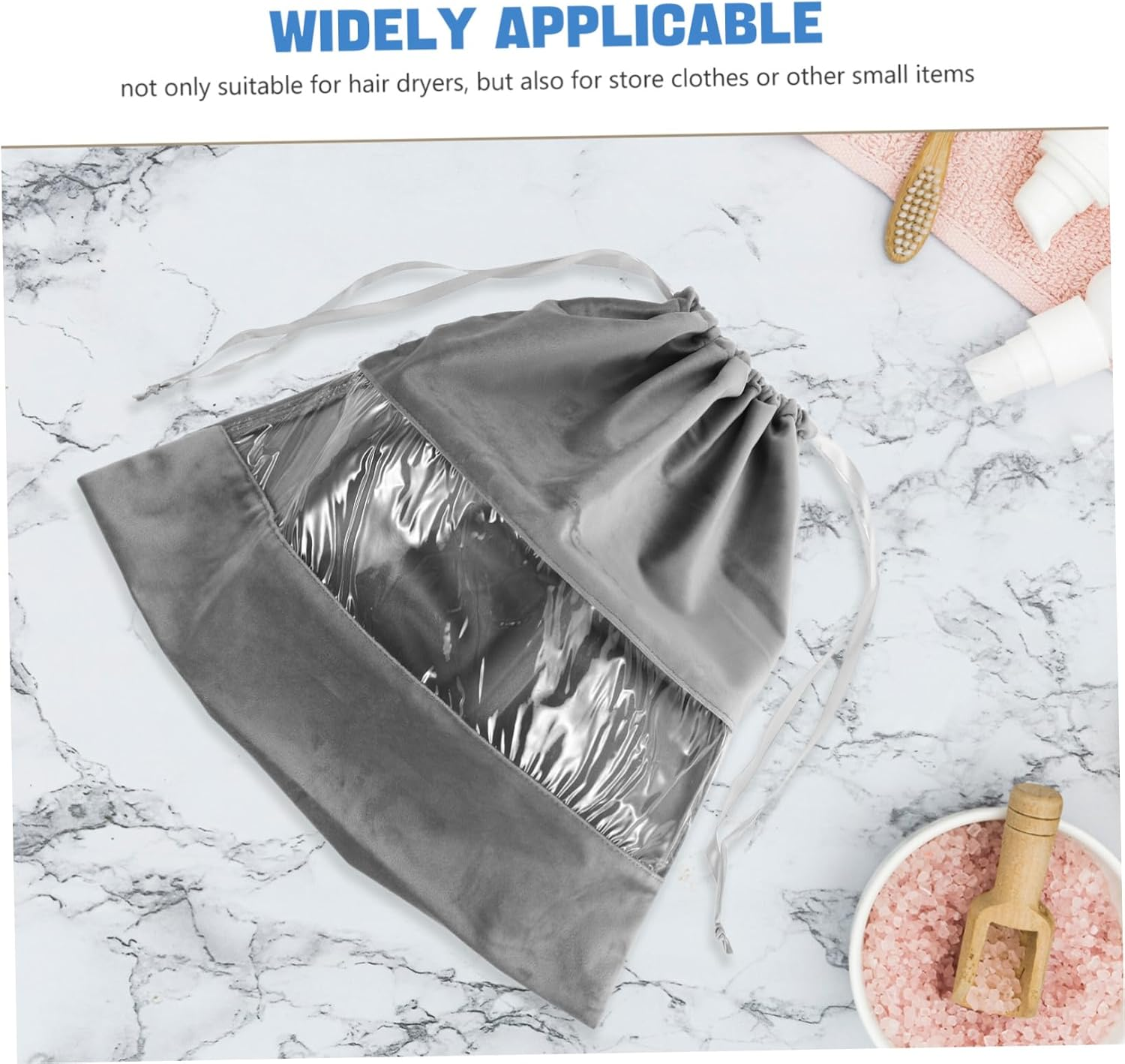 SOESFOUFU Travel Hair Dryer Dust Bag with Drawstring Closure Lightweight Transparent Storage Pouch for Hair Dryer Clothes and Small Essentials Portable Travel Organizer for Home and Trips