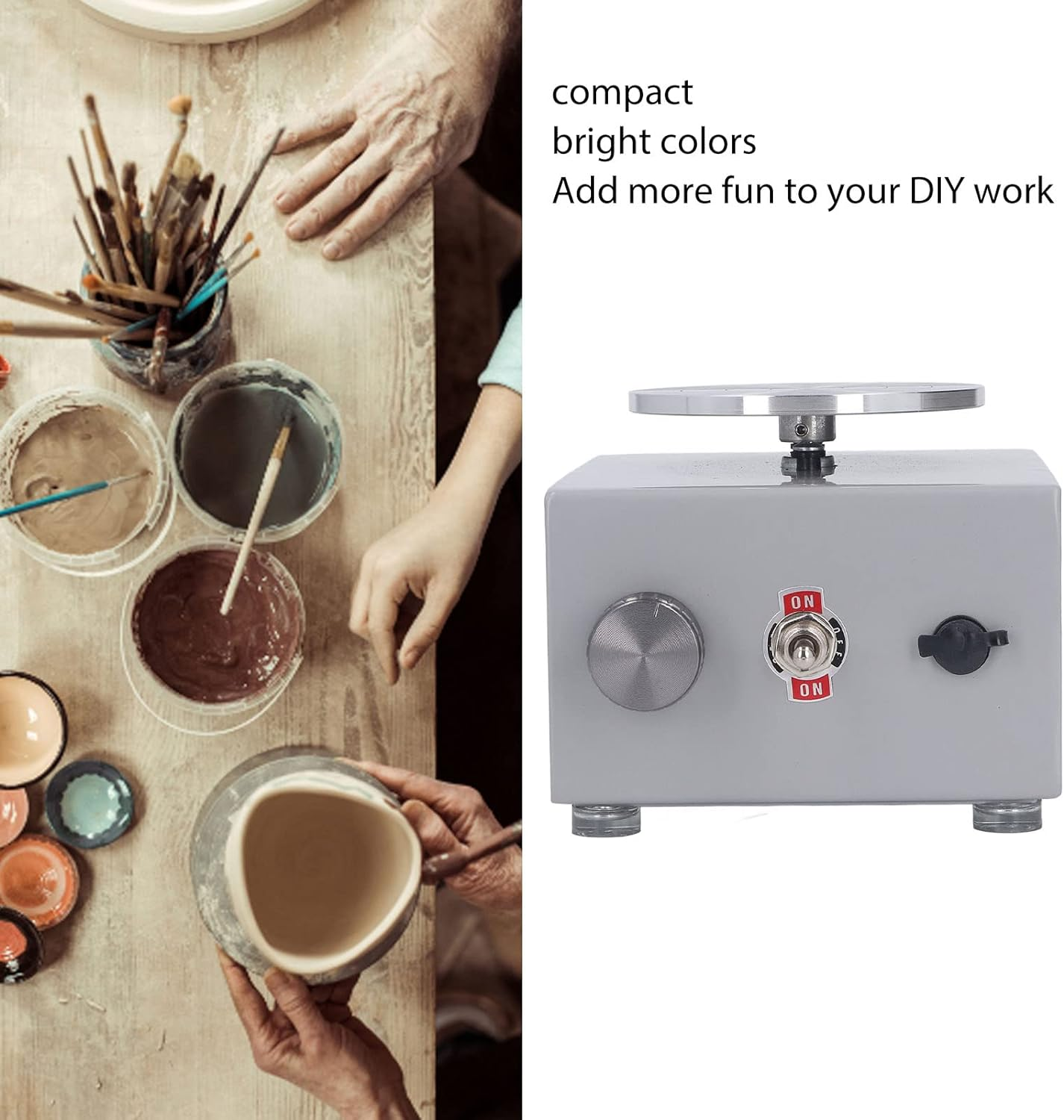 Pottery Wheel, Adjustable Speed Mini Pottery Forming Machine with Detachable Water Basin and Pottery Tools, Electric Clay Machine for Kid, Ceramic, DIY Clay, Art, Craft(Au) image number 3