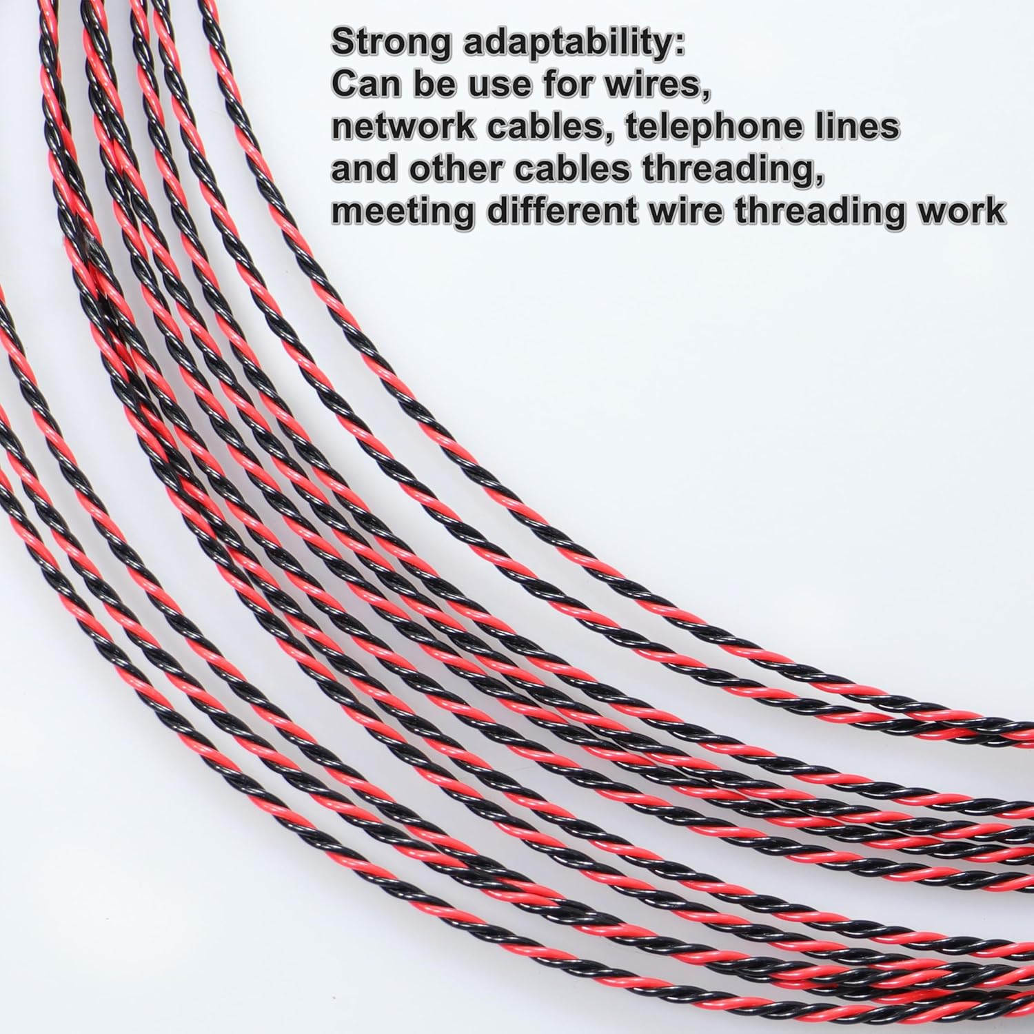 20M/65Ft Fish Tape Wire Guider Wire Threader Cable Puller for Electrical Wiring (20M Red+Black Diameter 5.5Mm) image number 5