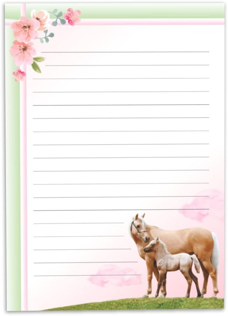Junapack Girls Stationery Set Horse with Foal Horses Letter Pad with Envelope for Kids Pad A5 with 25 Sheets 15 Envelopes image number 5
