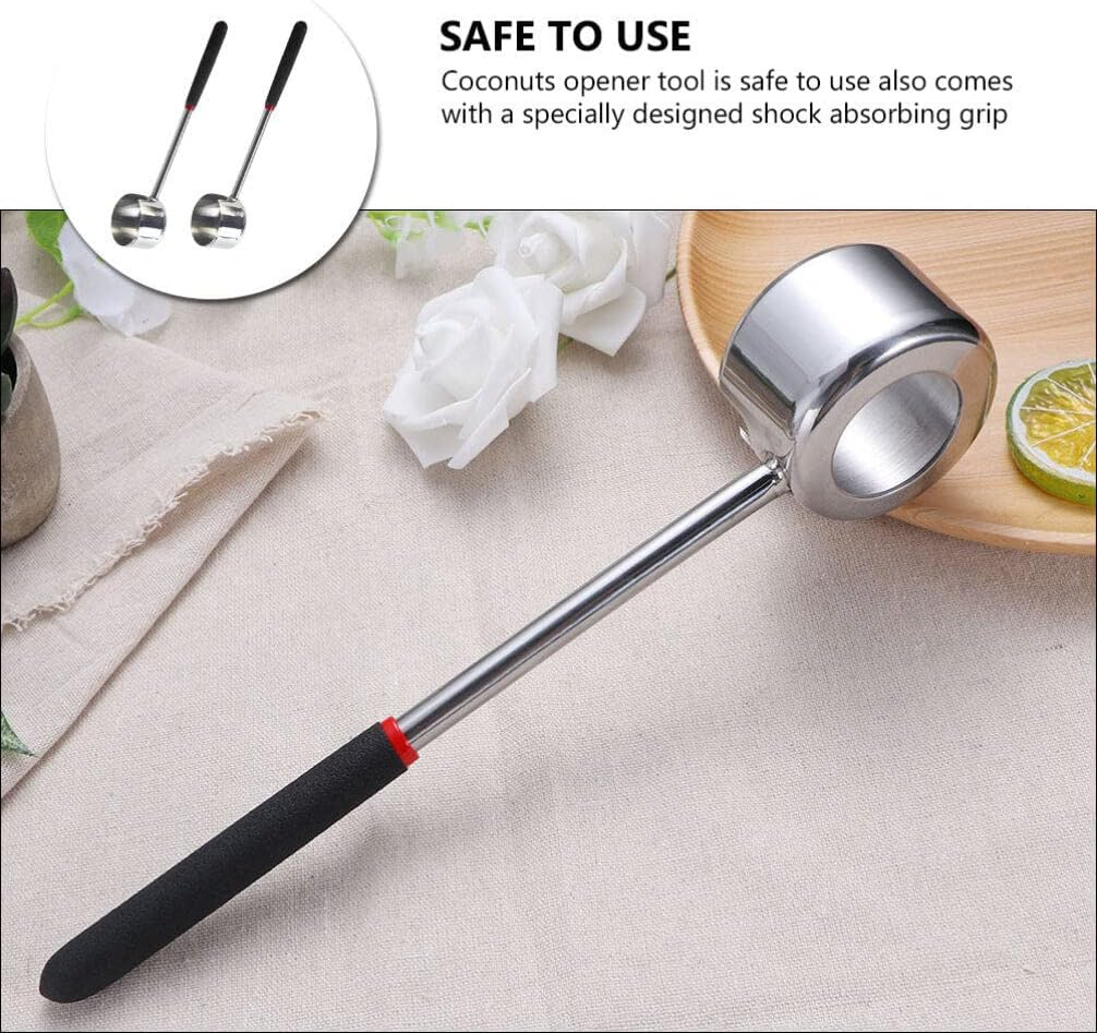 Luxshiny 2Pcs Coconut Opener Tool Stainless Steel Coconut Hammer with Ergonomic Shock Absorbing and Kitchen Gadget for Home and Catering Use image number 2
