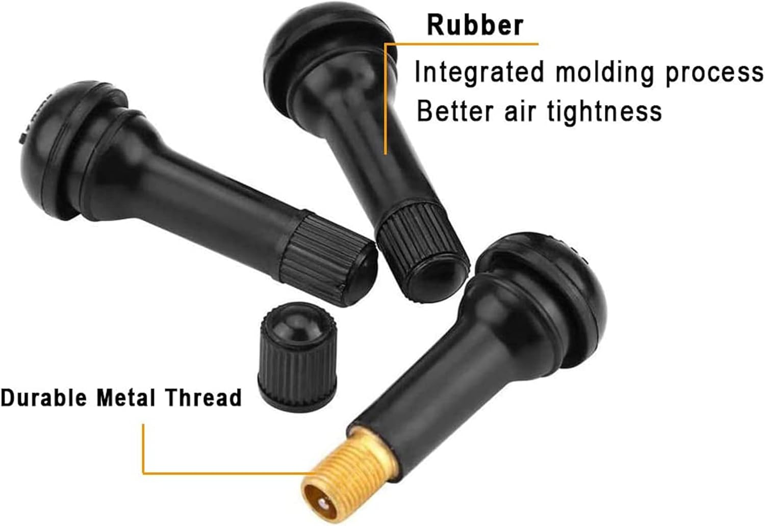 IRYNA Car Tire Valve Stem, 10Pcs Rubber, Black, Universal Fit for Truck, Motorbike, Passenger Car, Tubeless Snap-In, Brass Core, 50 X 19Mm, Max. 4.5 Bar image number 3