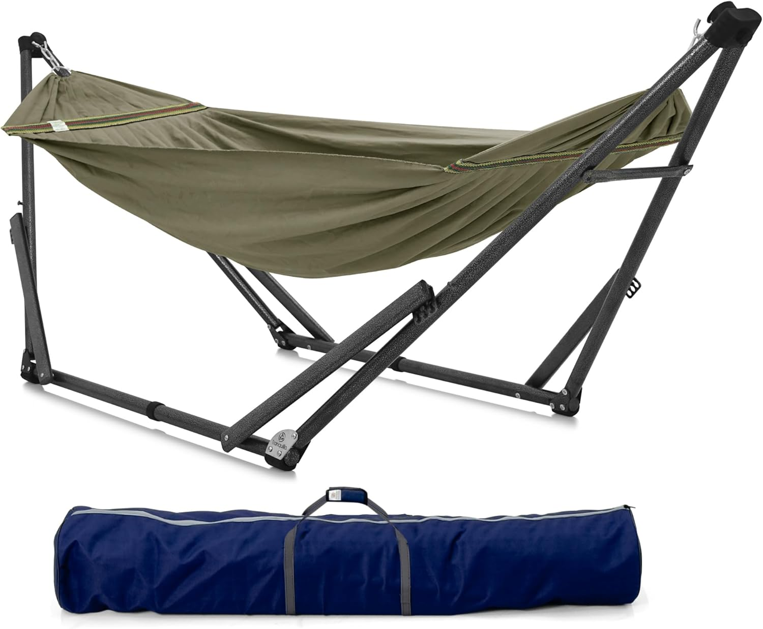 Tranquillo Uniki 3-Year Warranty Hammock Stand, 30S Foldable Hammock with Stand, 550 Lbs Capacity Camping Hammock Stand (Steel, Sage)