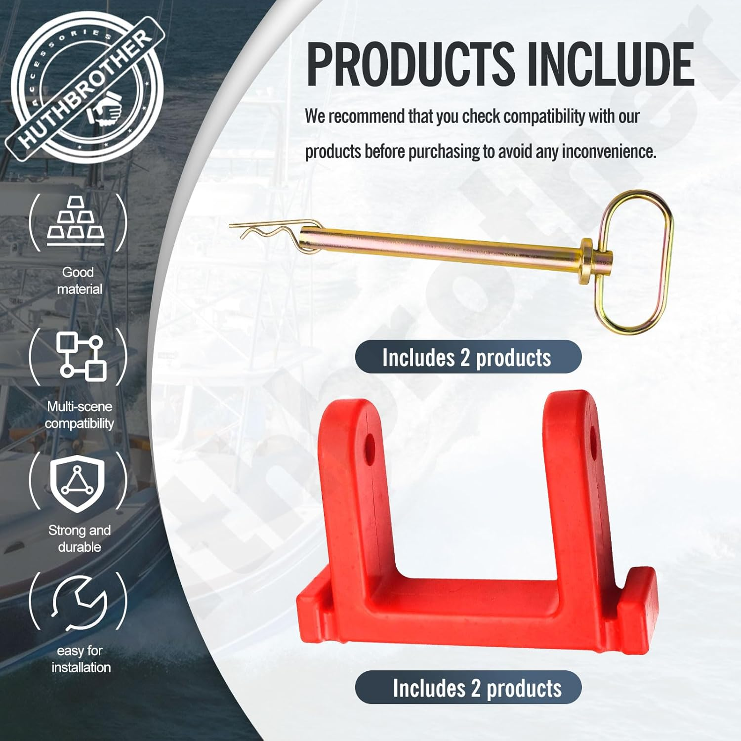 Huthbrother Bow Stops PWC-5A Trailer Bumper W/Hitch Compatible with Jet Ski Ski Doo, Waver Runner, Pwc,Replace 5801632 BY6105 image number 2