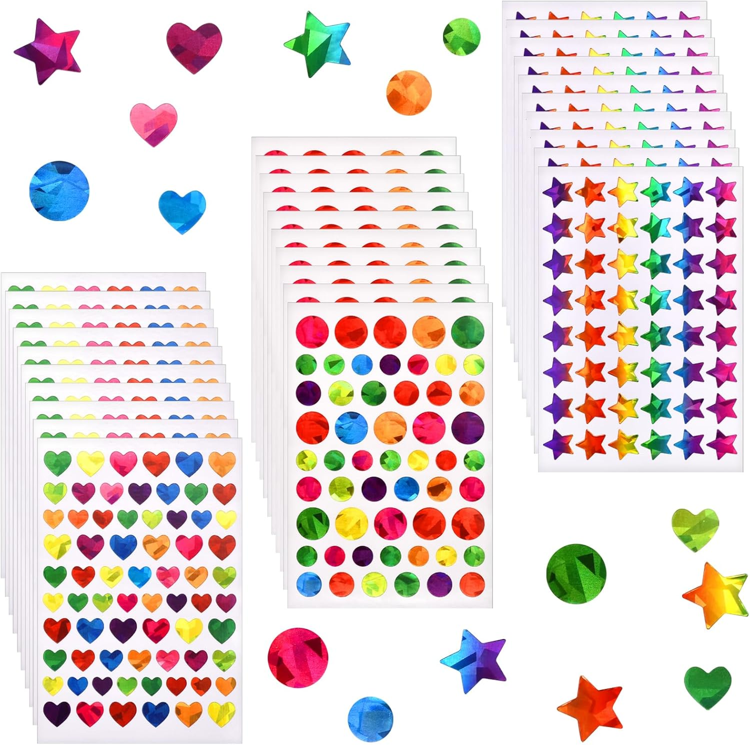 1710 Pcs Star Stickers for Kids Reward, Small Sparkly Holographic Sticker for School Classroom Student Teacher Supplies Behavior Reward Chart and DIY Decoration image number 1