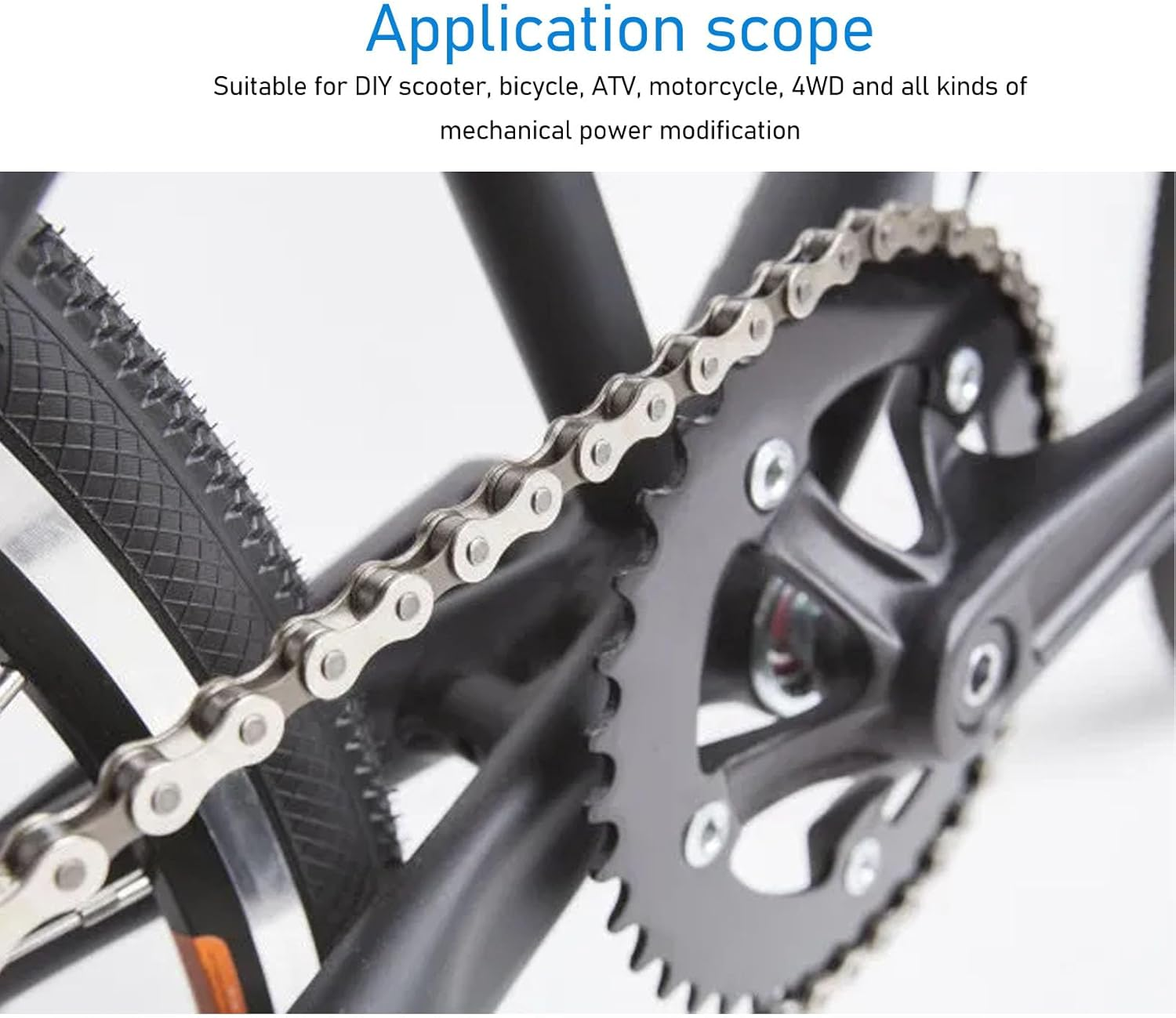 T8F 54T Tooth Rear Dirve Sprocket Kit with 116 Link Drive Chain, 9T Sprocket, 54T Chainring, Connector and Toothless Freewheel for ATV Quad Pit Dirt Bike Kids Mini Moto Pocket Bike image number 3