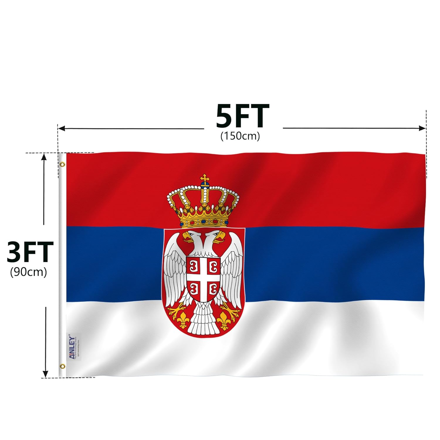 ANLEY Fly Breeze 3X5 Feet Serbia Flag - Vivid Color and Fade Proof - Canvas Header and Double Stitched - Serbian Flags Polyester with Brass Grommets 3 X 5 Ft image number 1