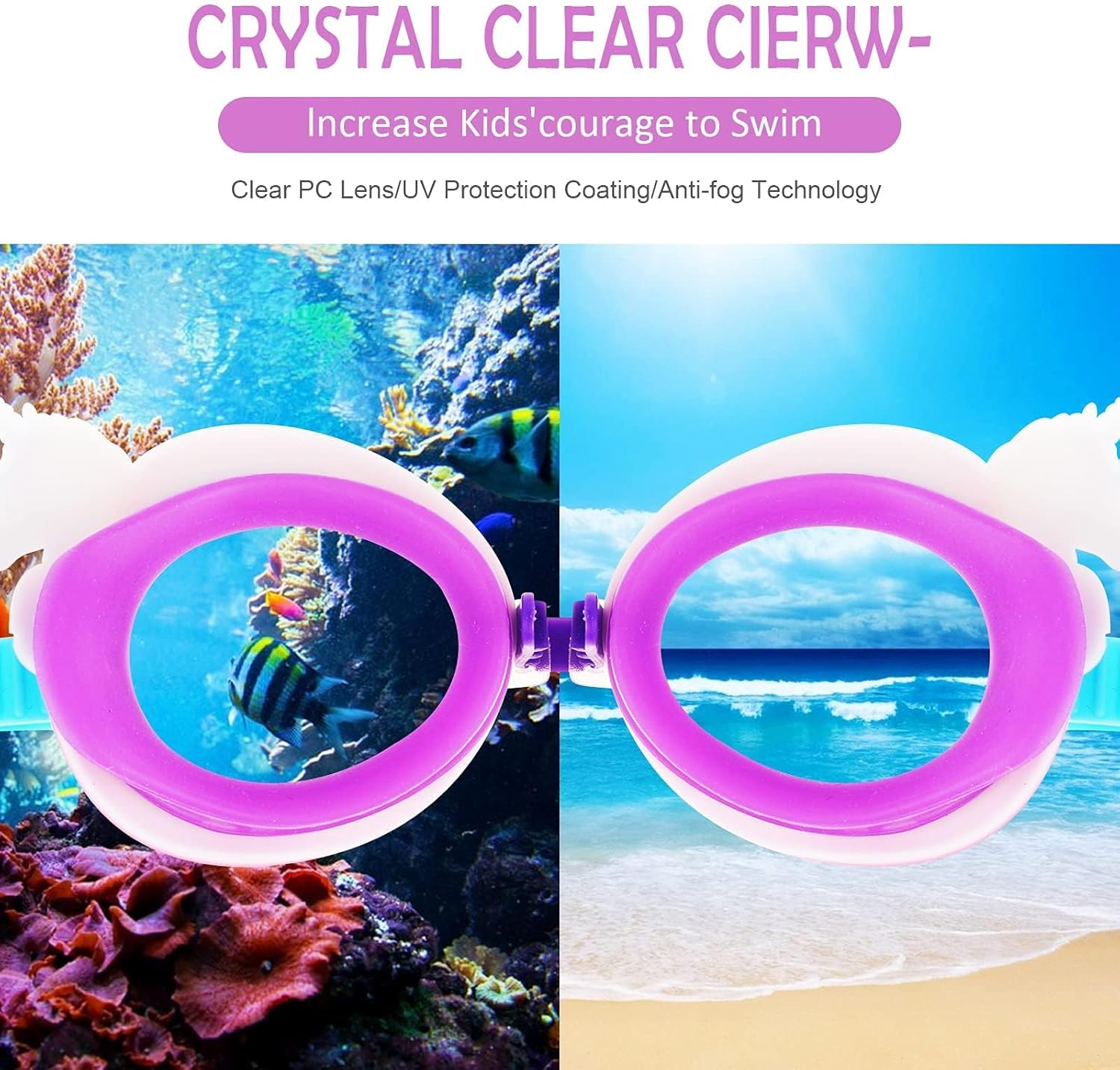 BLAZDEVE Unicorn Girl Swimming Goggles, anti Fog Leak Proof Child Swim Glasses, Waterproof Anti- UV Clear Vision Water Pool Goggles, Adjustable Straps Cute Goggles for 3-15 Years Old image number 1