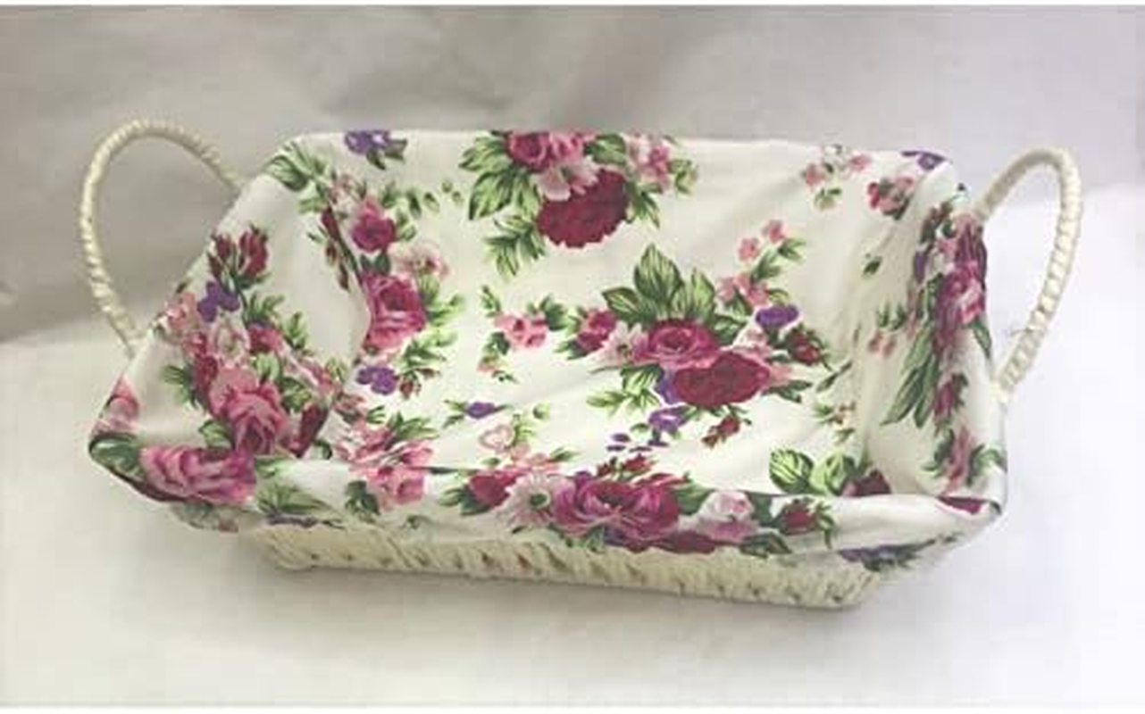 Lylac Weave Rectangle Basket with Roses Lining, 27 Cm X 20 Cm X 8 Cm Size