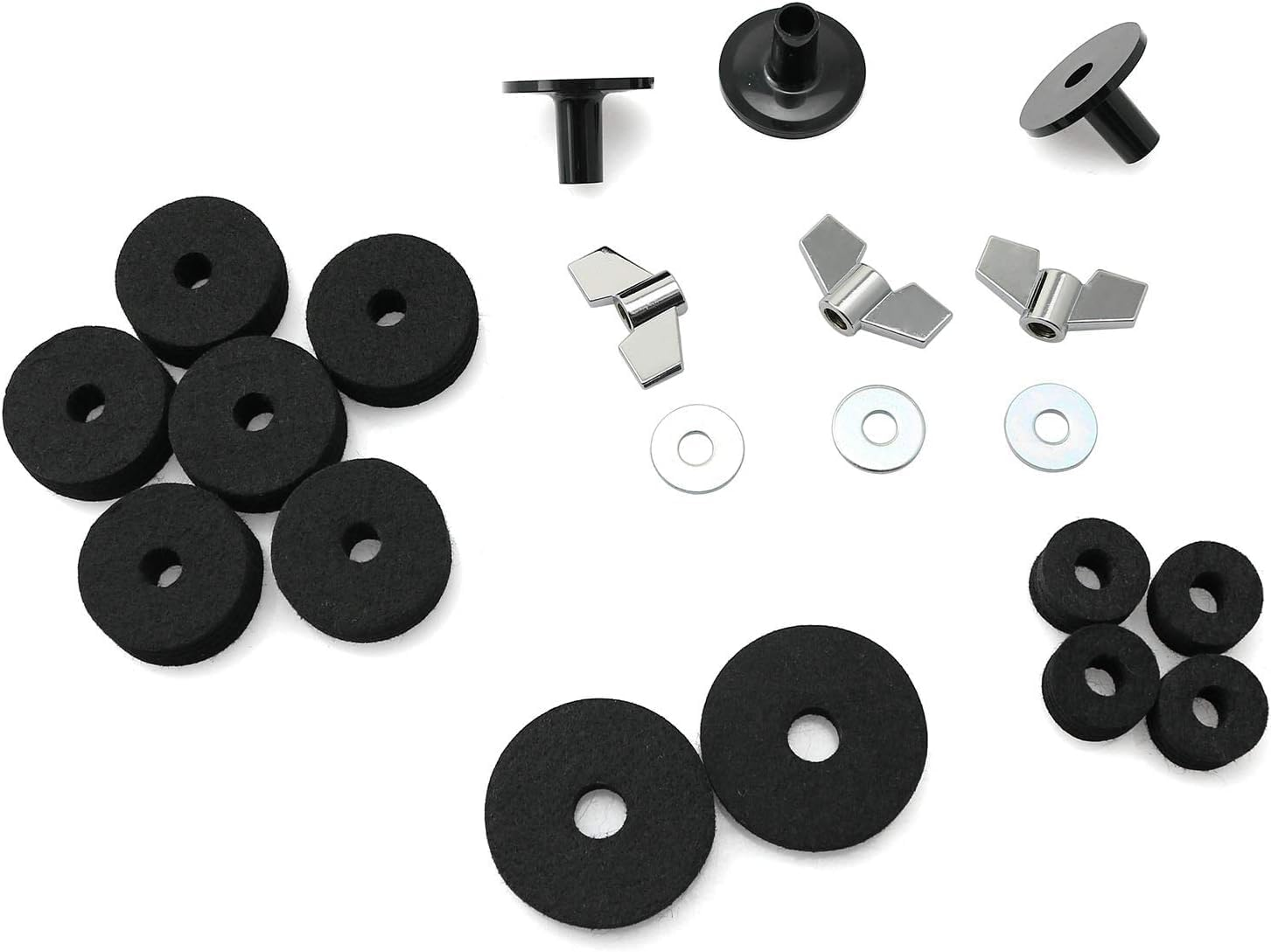 Frame Drum Felt Mat Set, 21Pcs Cymbal Replacement Accessories,Anti Slip,Felt Cymbal Sleeves with Base Wing Nuts, Washer, Sleeves and Base Wing Nuts Replacement for Drum Set image number 5