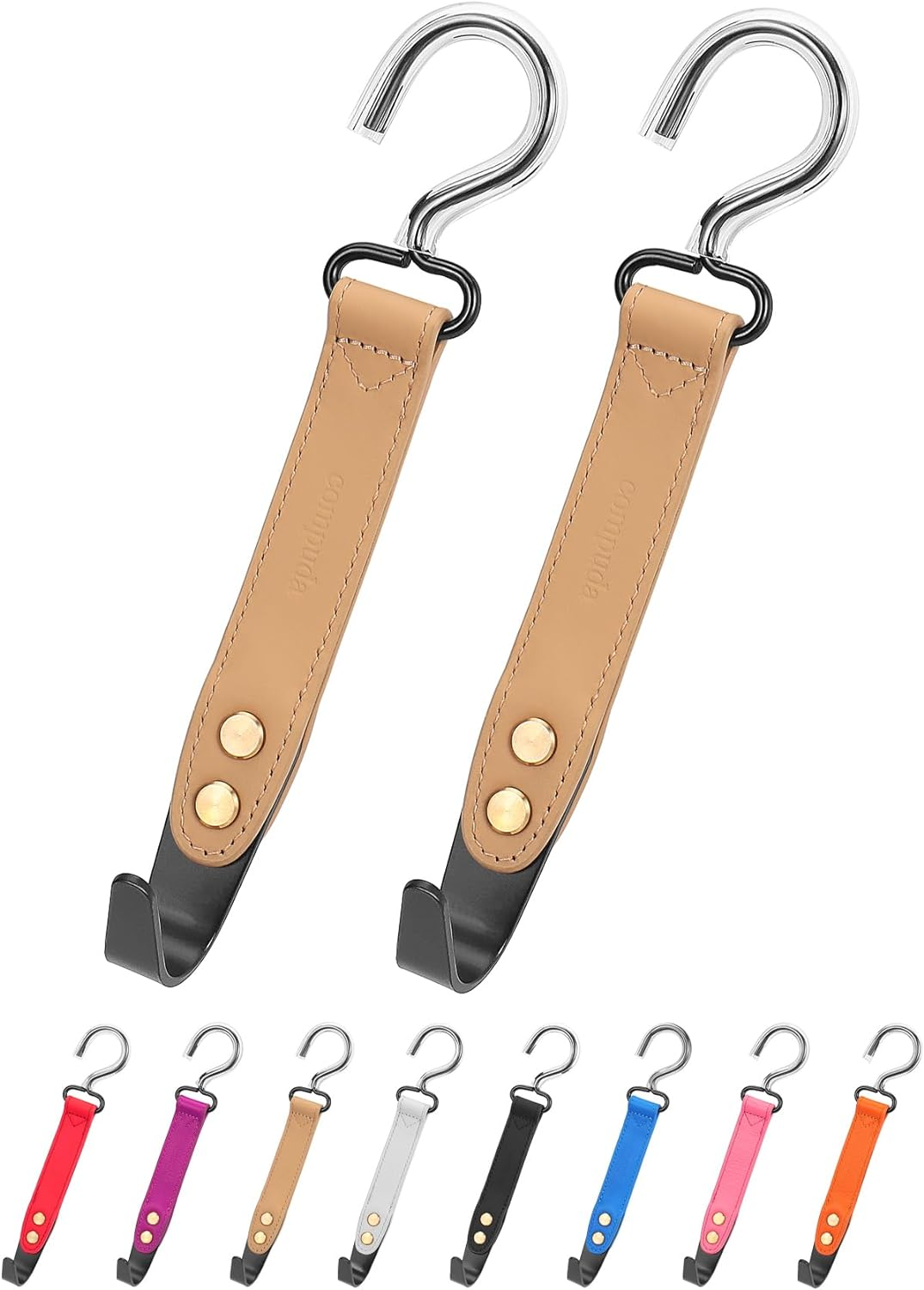 Purse Hook Holder for Car - 2 Pack Genuine Leather Car Back Seat Handbag Hidden Hanger Headrest Hooks for Purses and Bags (Grey)