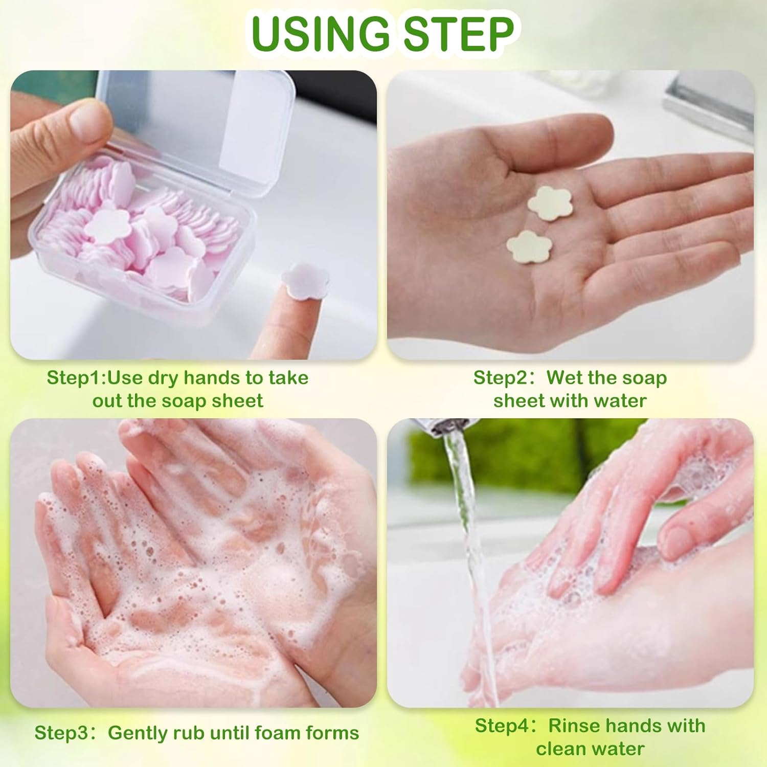 600PCS Portable Mini Soap Sheets &ndash; Scented Disposable Hand Washing Paper, Travel-Friendly & Water-Soluble Soap for Camping, Hiking & Outdoor Use - Mix image number 4