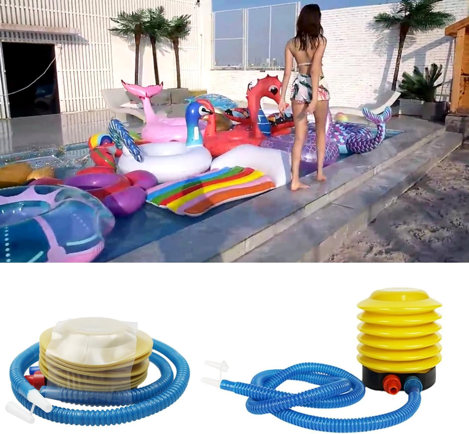 Portable Foot Air Pump with Hose,Effort Saving Manual PVC Air Pump,Suitable for Sports Balls, Mattresses,Inflatable Boats,Fitness Balls, Balloons,And Swim Rings image number 4