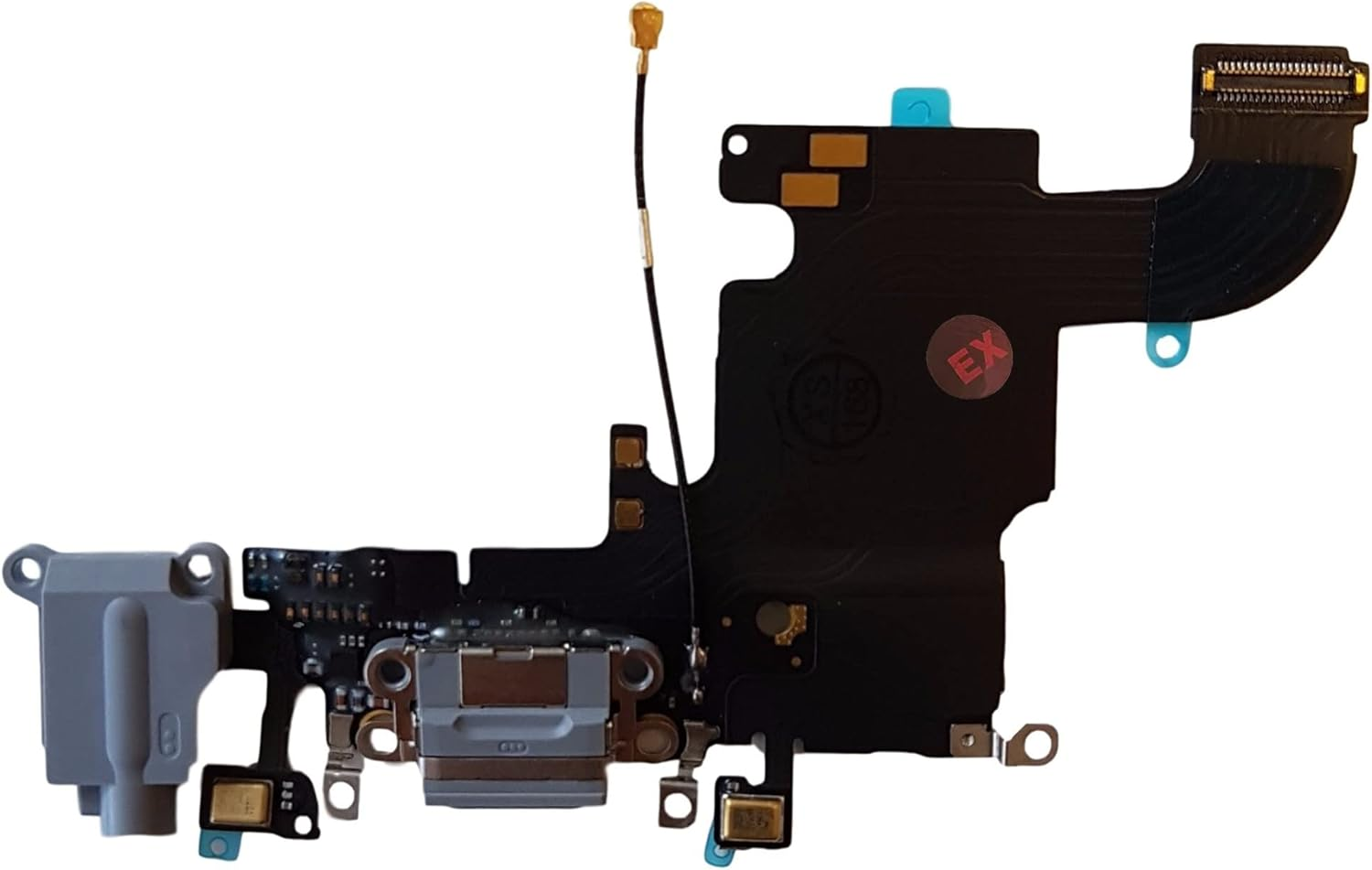 Smartex&reg; Charging Socket with Flex Cable Compatible with Iphone 6 Light Grey - Dock Connector with Integrated Microphone, Home Button, Speaker Connection image number 3