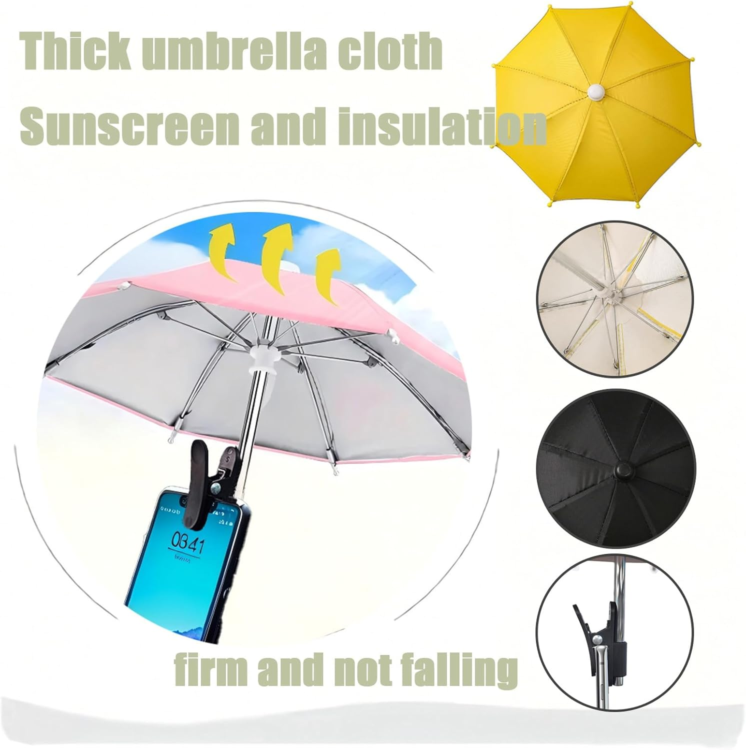 Phone Umbrella Sun Shade for Smartphones - Universal Clip-On Anti-Glare Cover for Beach, Hiking & Driving | Portable UV Protector for Iphone, Samsung & All Mobile Screens (22X27Cm, Foldable) - Black image number 1