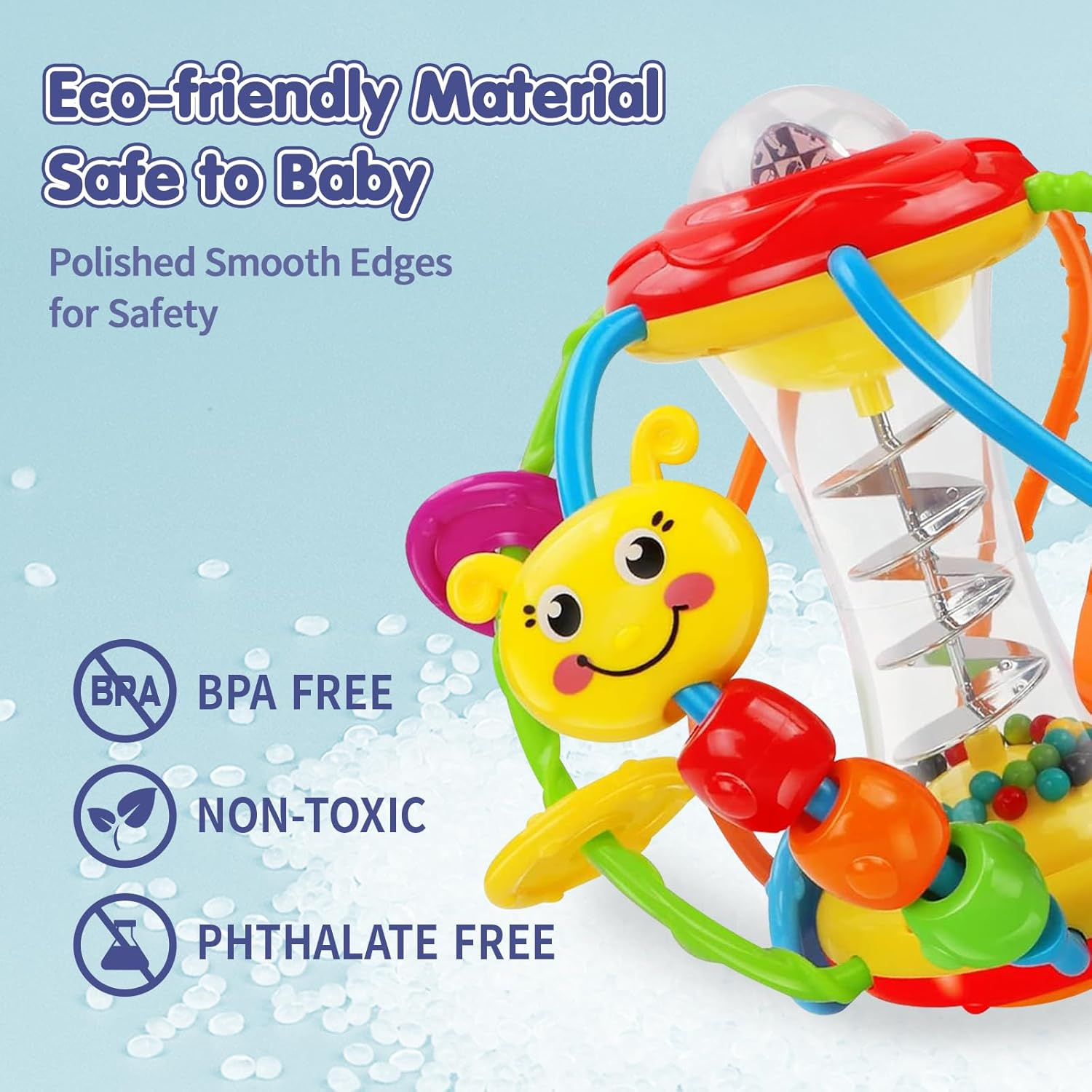 Baby Toys 0-6 Months Rattle Activity Ball, Sensory Baby Toy 6 to 12 Months 3-6 Months, Shaker Grab Spin Crawling Infant Toys, Education Learning Newborn Baby Gifts 0 3 4 6 9 Months Boys Girls image number 4