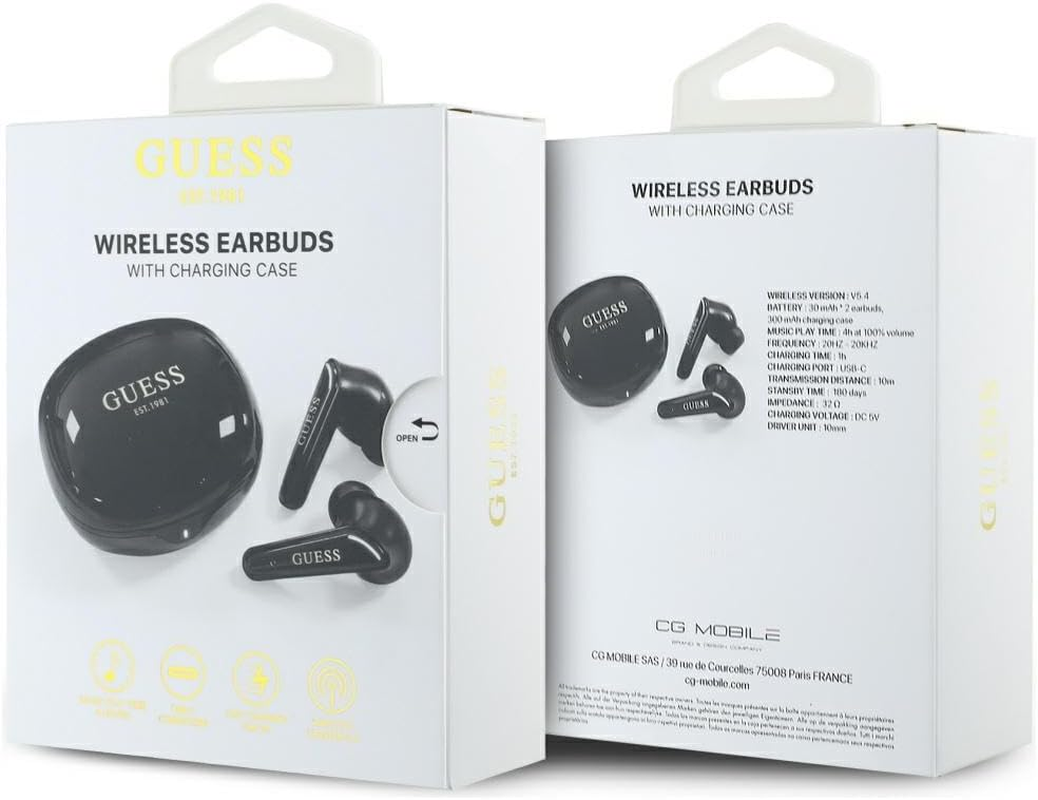 TWS CG Mobile Guess Flat Classic Logo Electroplated (Black) Headphones image number 3