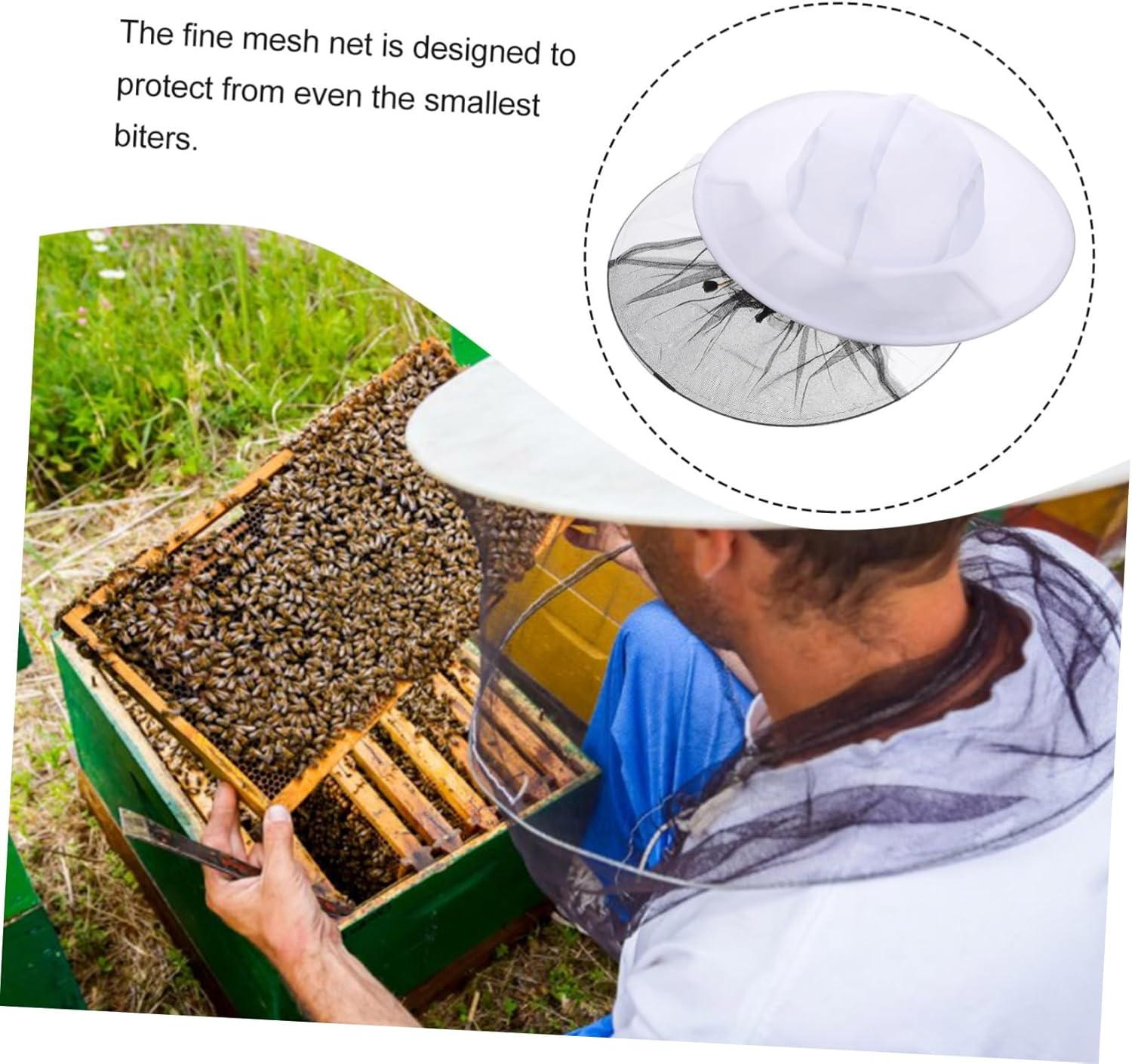 2Pcs White Beekeeper Hat with Fine Mesh Veil Protection Elasticated Neck Outdoor Bee Keeping Supplies for Fishing Hiking Camping image number 4