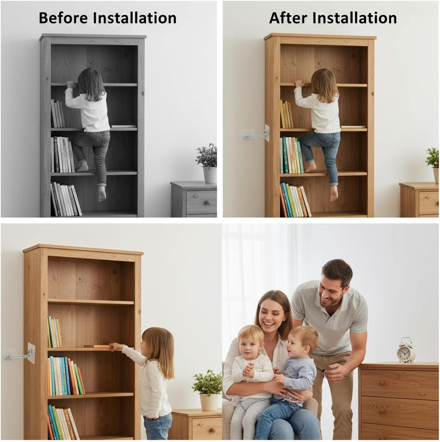 14 Pairs Furniture Anchor Anti-Tip Protection No Drill Wall Anchor Baby Proofing Kit, Heavy-Duty Self-Adhesive Design, Adjustable Safety Straps for Childproof Home & Multi-Surface Furniture &ndash; Haheihei