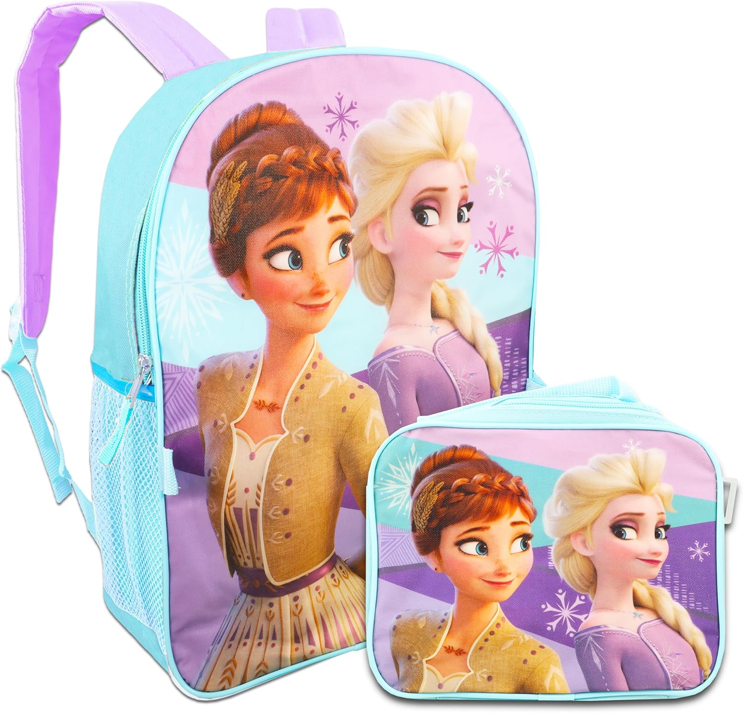 Disney Frozen Anna and Elsa Backpack School Supplies Set for Girls ~ Bundle with 16" Frozen School Bag, Lunch Bag, Plastic Water Bottle, Frozen Stickers, and More., Frozen Backpack School image number 2