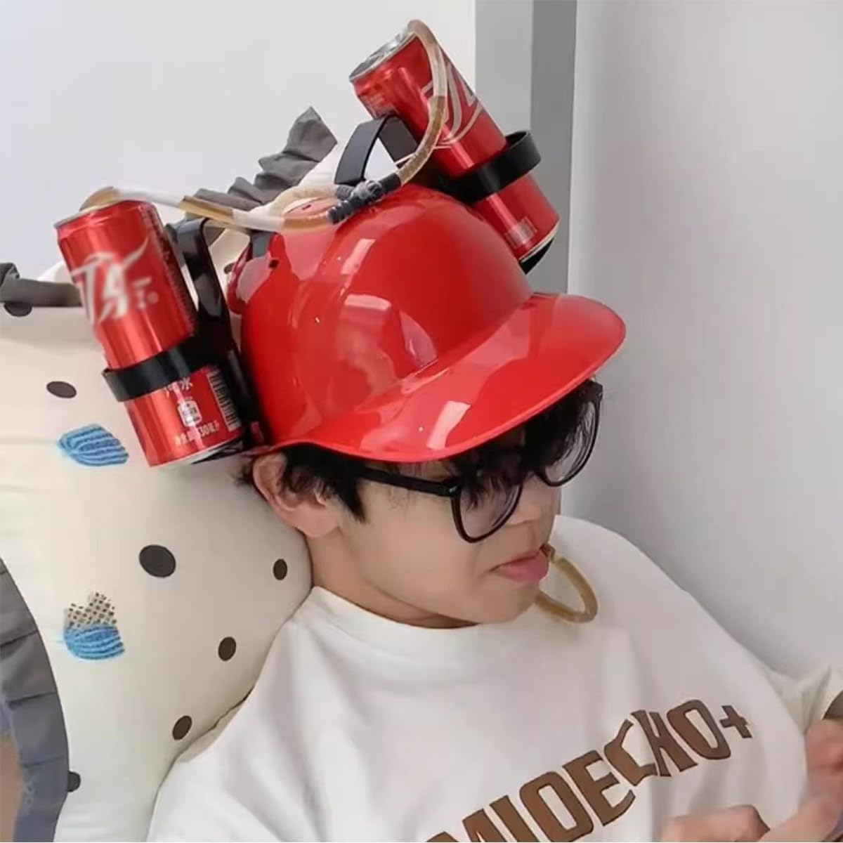 AIMALL Creative Summer Lazy Drink Hat - Adjustable Beverage Drinking Cap, Fun for Parties and Games, Fits Standard Beverage Cans, 11X6.88 Inches - Red image number 3