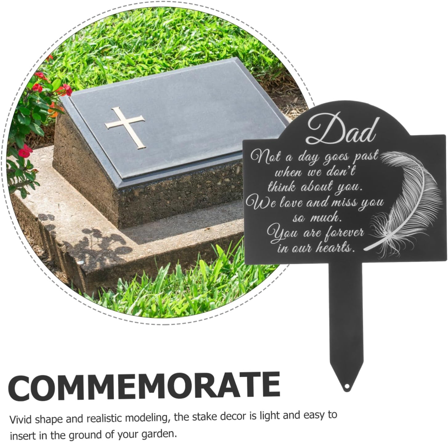 Kisangel Outdoor Cemetery Decoration Grave Marker Stand Lightweight Decorative Stake image number 5