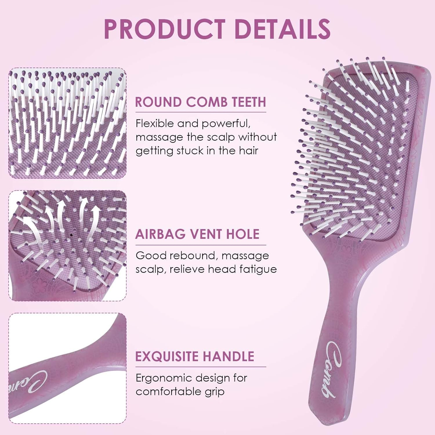 Rylae Air Cushion Comb, Massage Brush for Scalp, a Brush for Dry and Wet Hair, Curling Brush, Suitable for Curly, Straight, Thick, Thin, Damaged Hair (Brown) image number 5