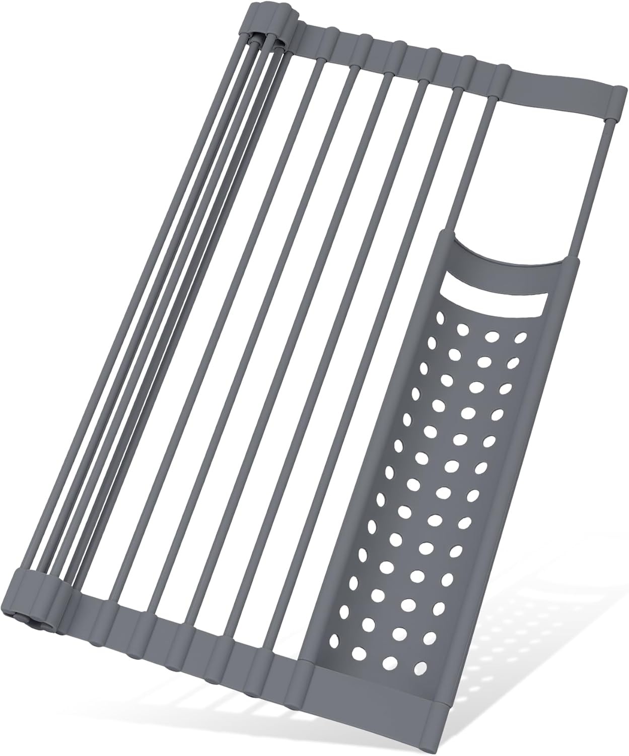 TITIROBA Dish Drying Rack, over the Sink, Foldable, Dishes, Tray Included, Compact, Silicone, Rust-Free, Space Saving, Kitchen, Sink Dish Drying Rack, Wide, 16.5 X 12.6 Inches (42 X 32 Cm), Off-White