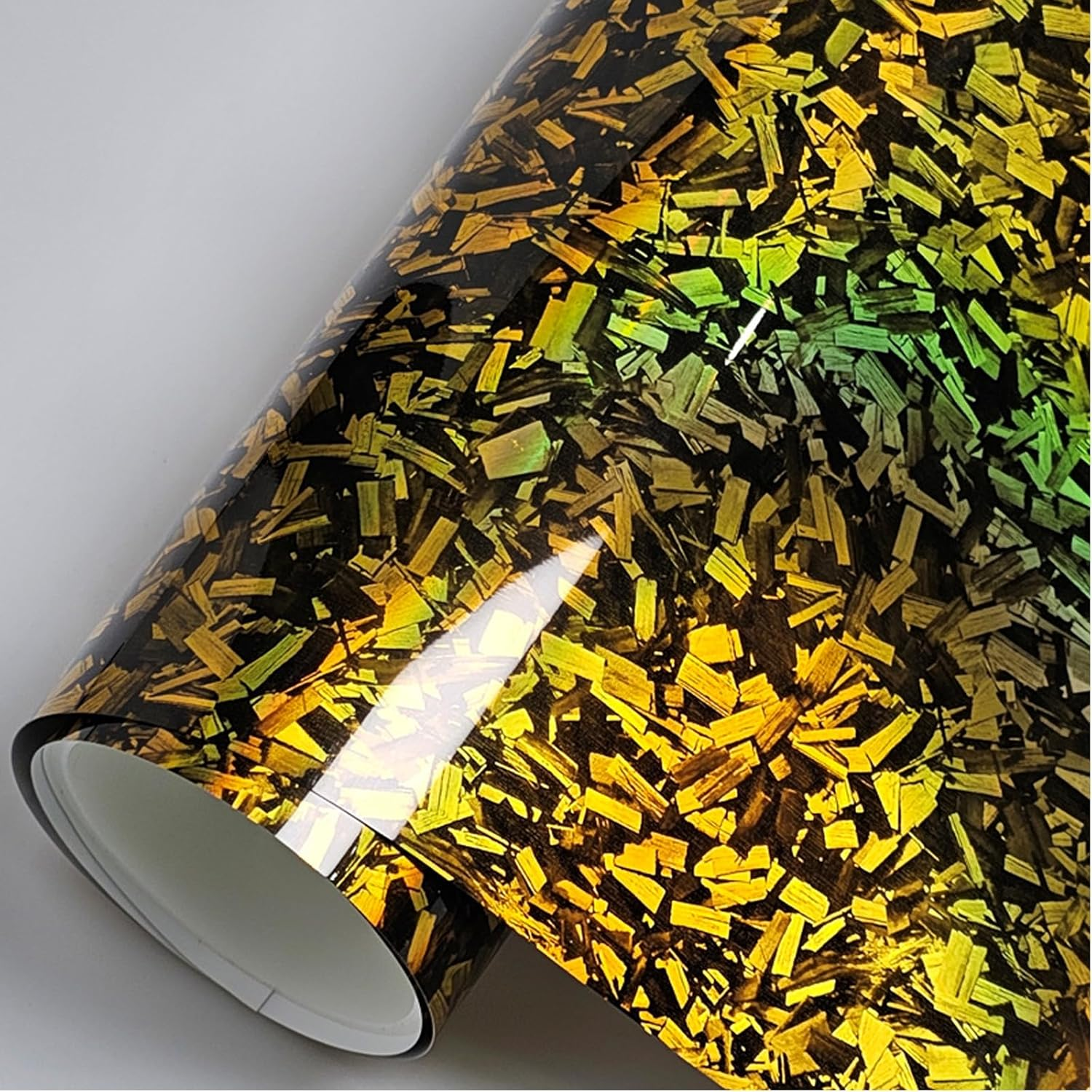 Gold Forged Gloss Carbon Fiber Car Vinyl Wrap Roll Air Release Adhesive Film Decal Sheet DIY Decor image number 6