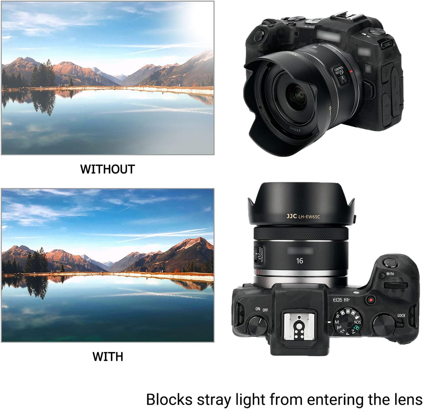 JJC EW-65C Reversible Petal Bayonet Lens Hood Lens Shade for Canon RF 16Mm F2.8 STM Lens on Canon EOS R RP R3 R5 R6 Camera image number 3