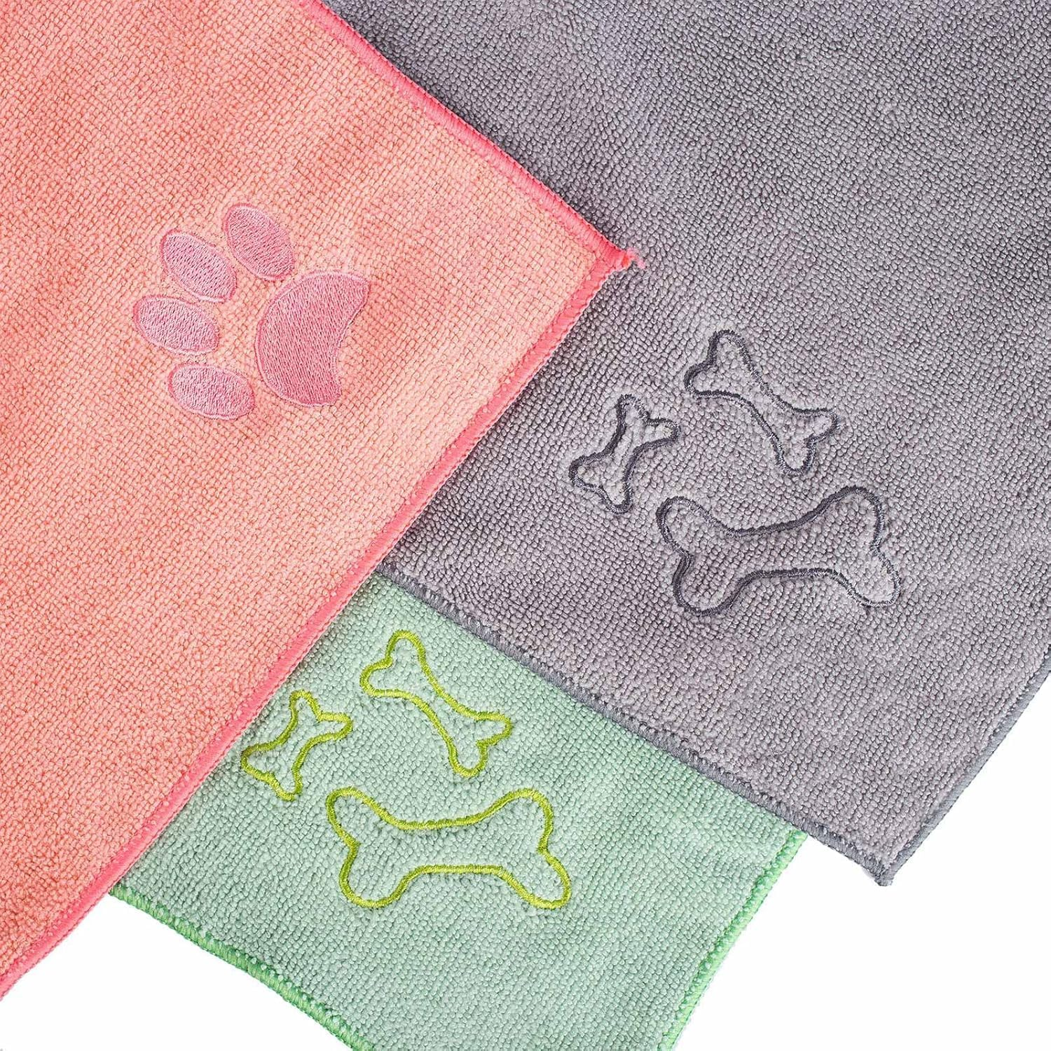 Quick Dry Dog Bath Towel, Pack of 3 Large 100X50Cm Microfiber Pet Towels,Super Absorbent Cat and Puppy Shower Essentials image number 3