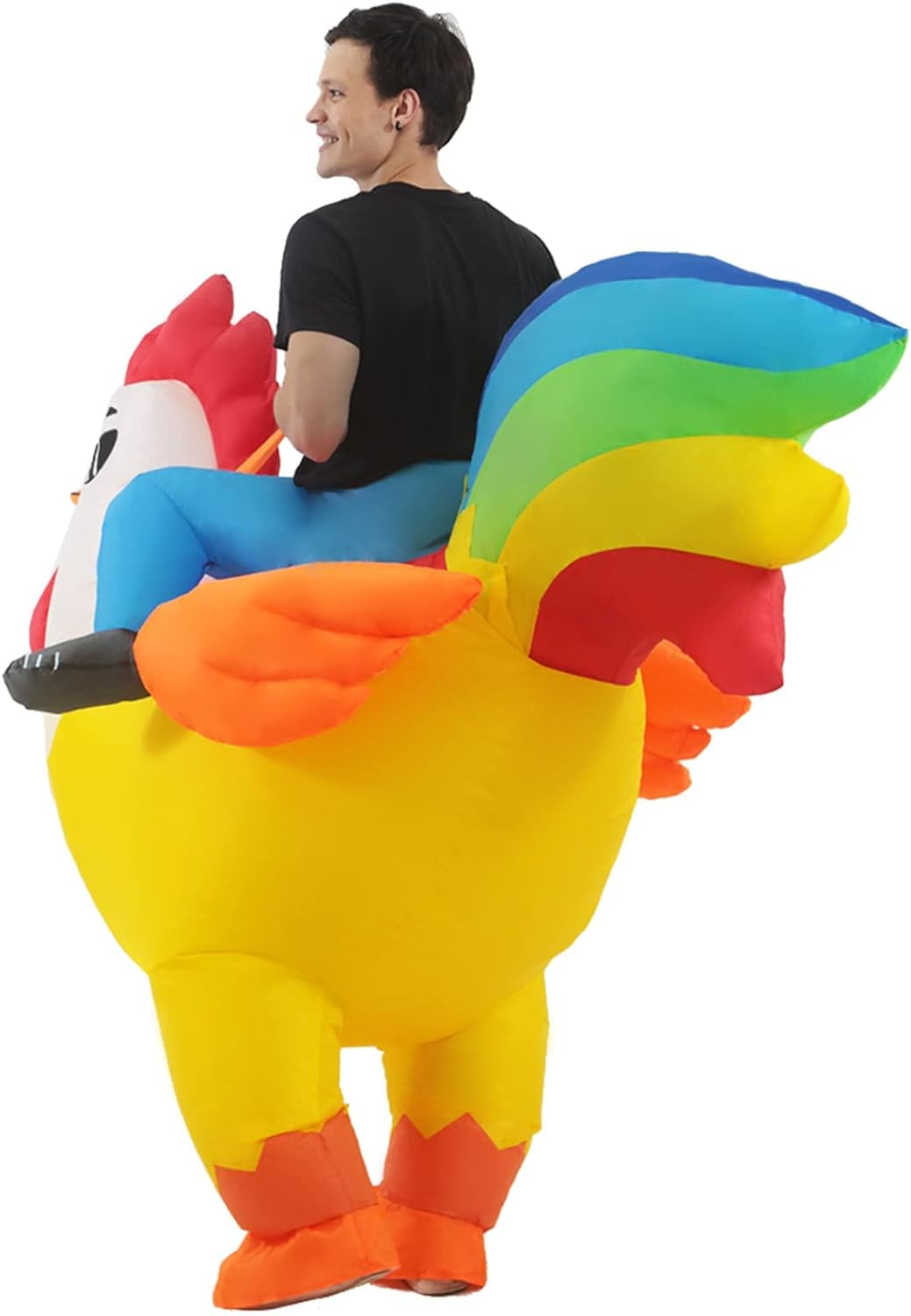 LUVSHINE Inflatable Rooster Costume Ride on Chicken Costume Adult Halloween Costumes for Men Women Blow up Costumes image number 1