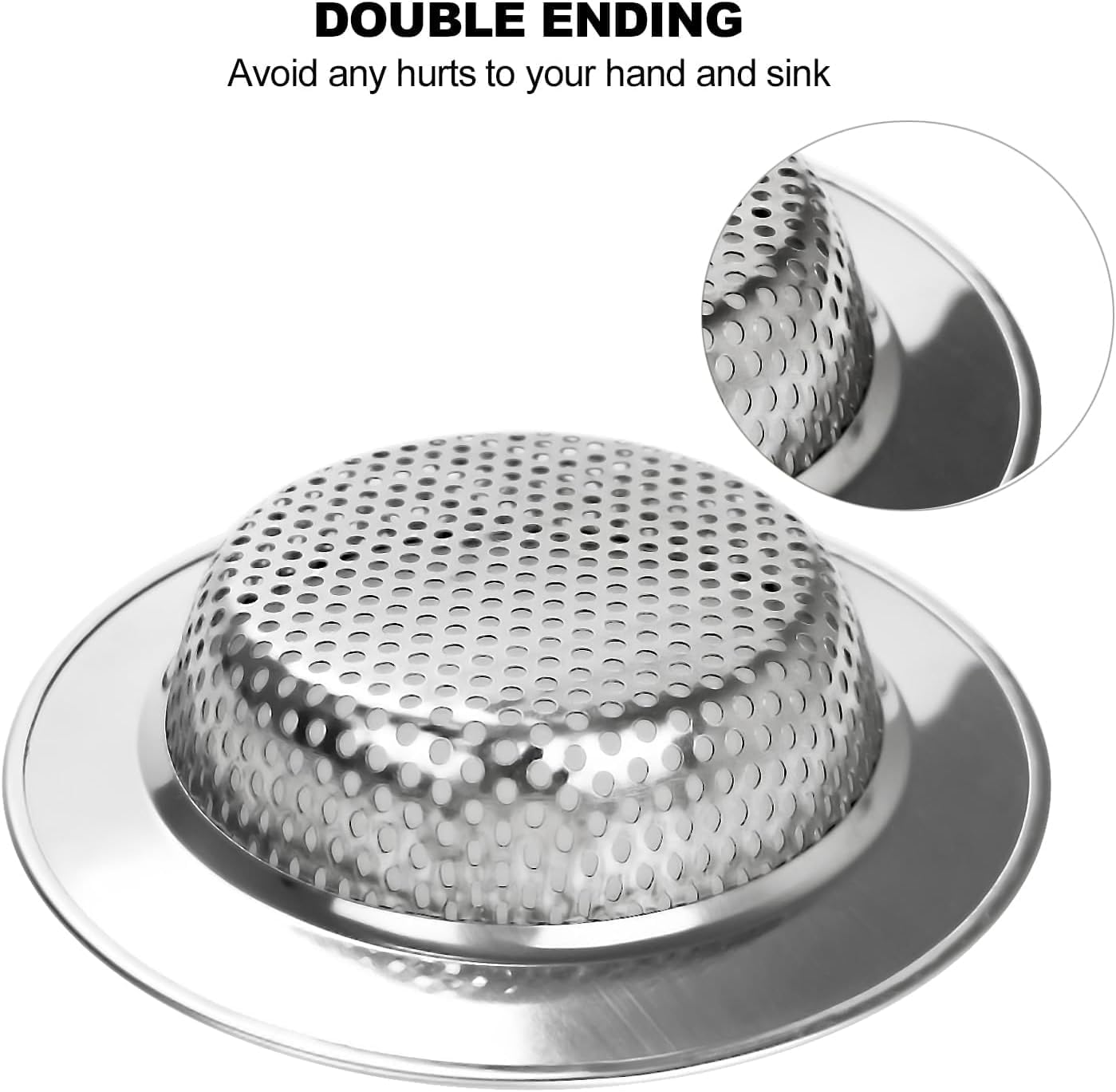 Stainless Steel Kitchen Sink Strainer Plugs,Drain Protector for Bathroom, Kitchen, Shower, 7.5Cm External Diameter, 5.5Cm Inner Diameter(2Pcs) image number 5