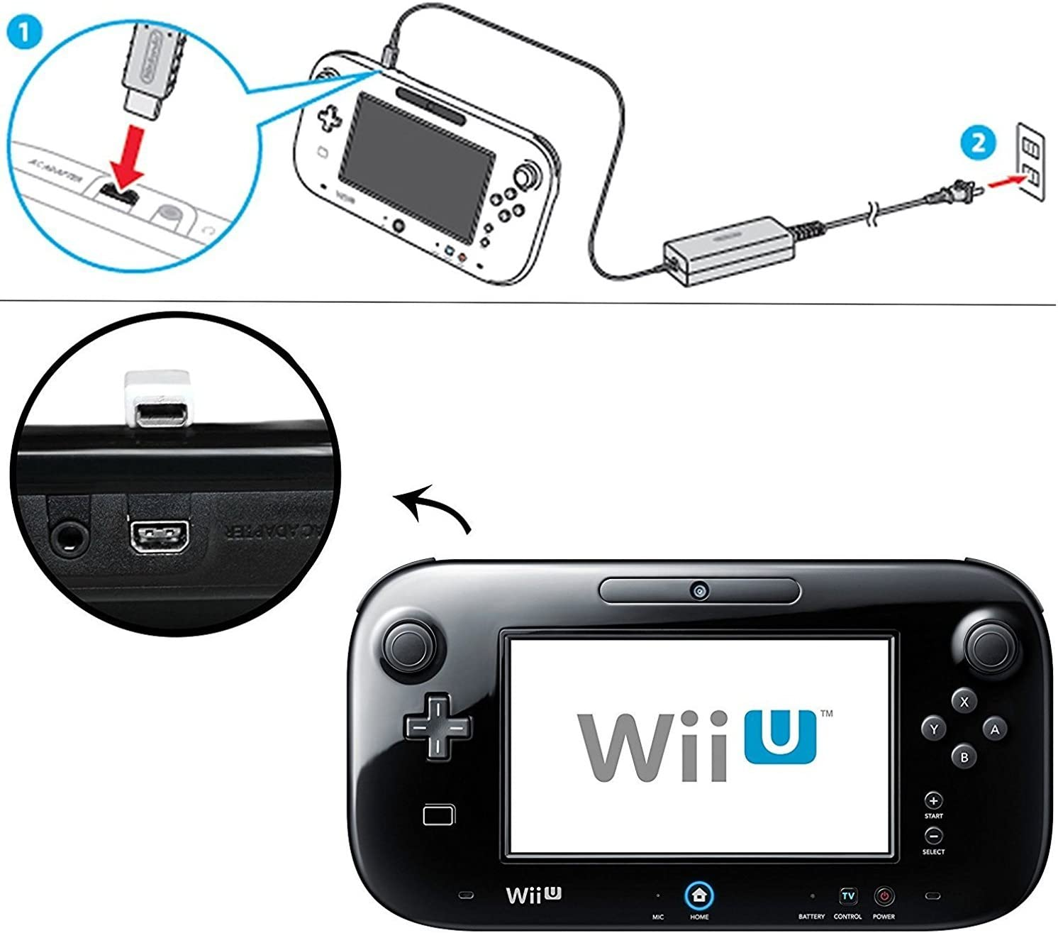 YOUSHARES Wiiu Gamepad Charger + Usb-Charging Cable - Interchangeable Power Charging Adapter, Power Supply Cord AC Adapter and Cable for Nitendo Wiiu Gamepad image number 4
