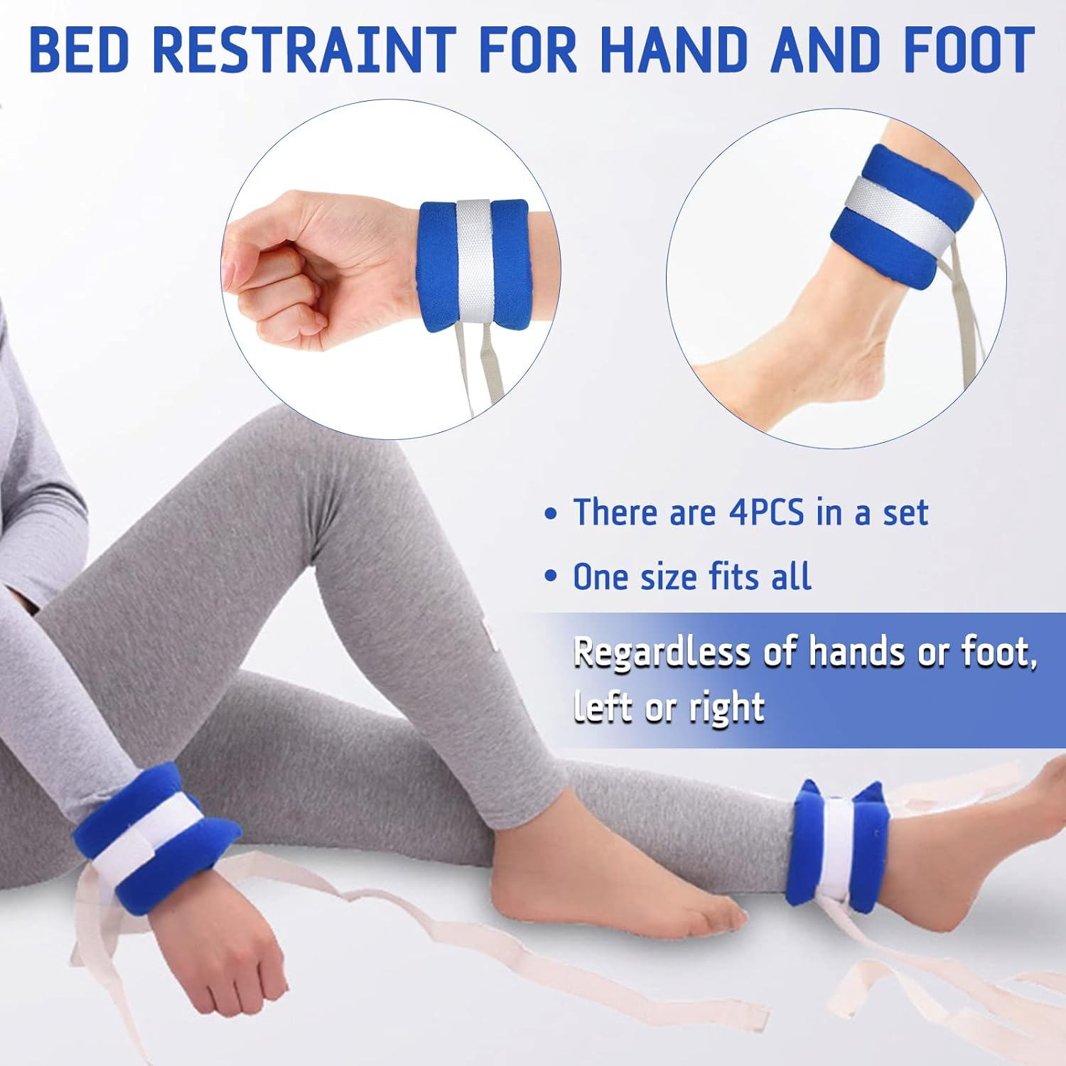 4Pcs Hospital Patient Medical Restraints Bed Limb Holders Universal Constraints Control Quick Release for Hands or Feet (4Pcs) image number 2